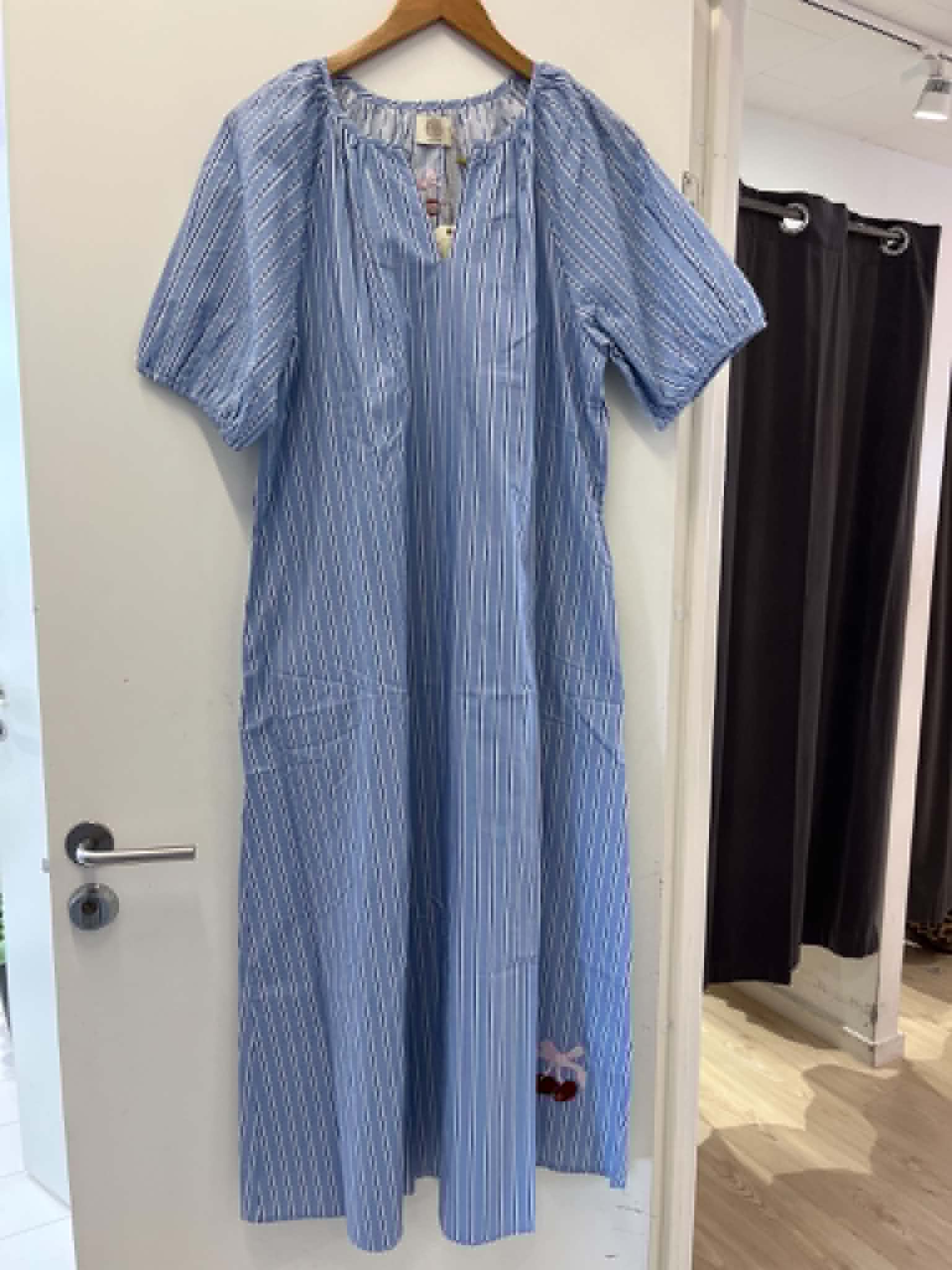 Cherry Dress - Light Blue Print