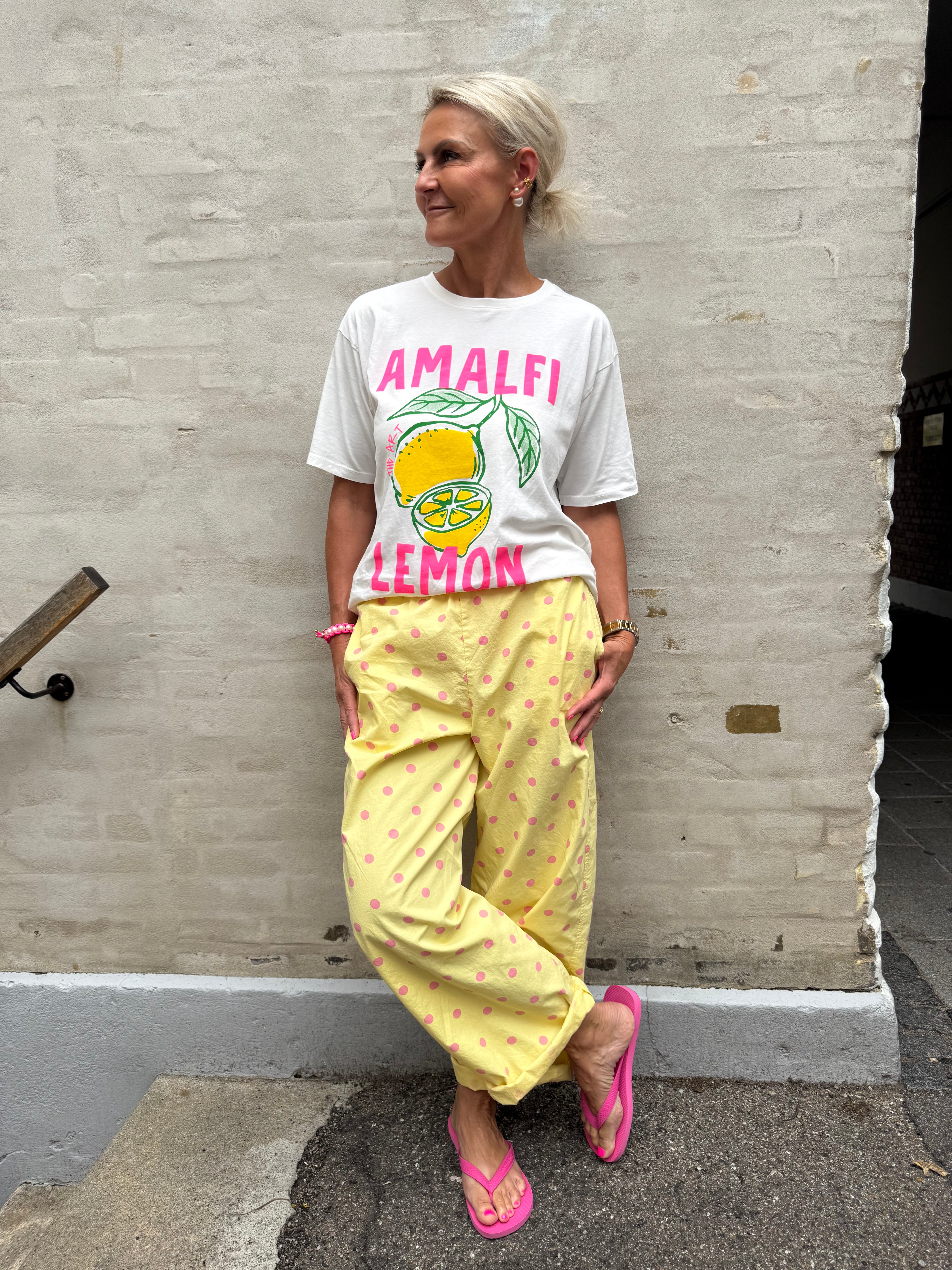 Amalfi Lemon T-Shirt - White/Pink Neon/Yellow