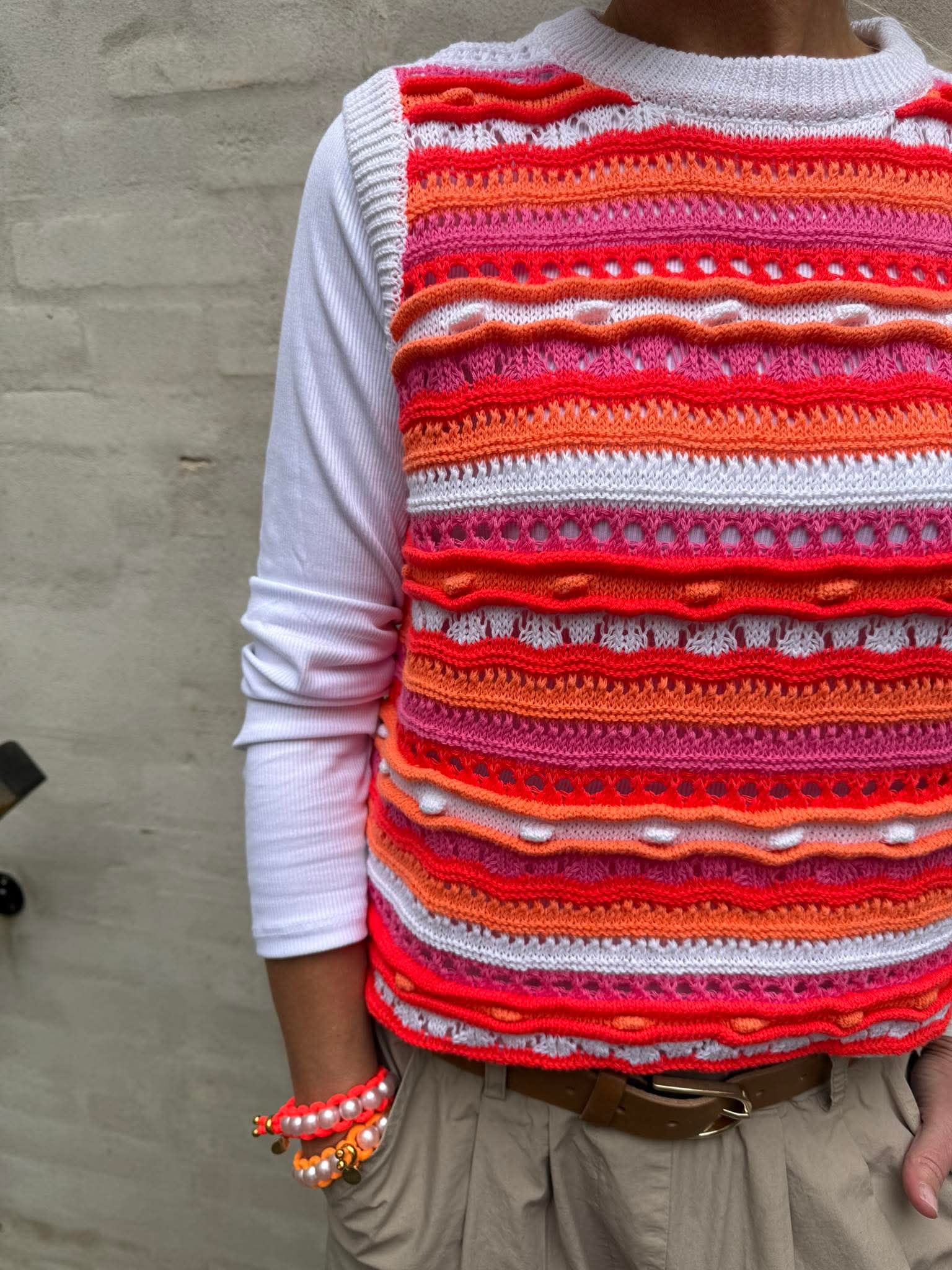 Milla Vest - Orange/Pink/White