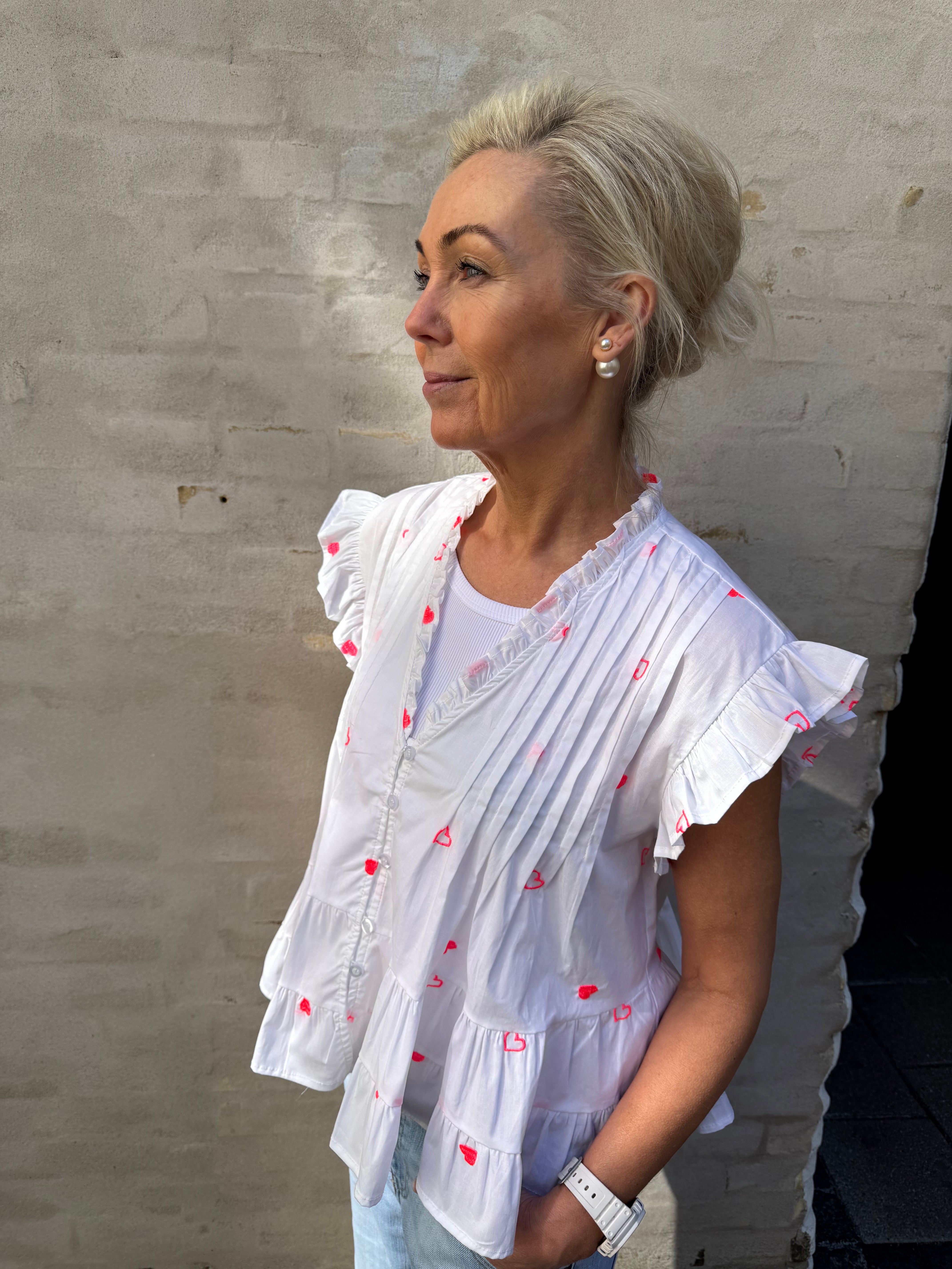 Micado Blouse - White/Fuchsia Flou