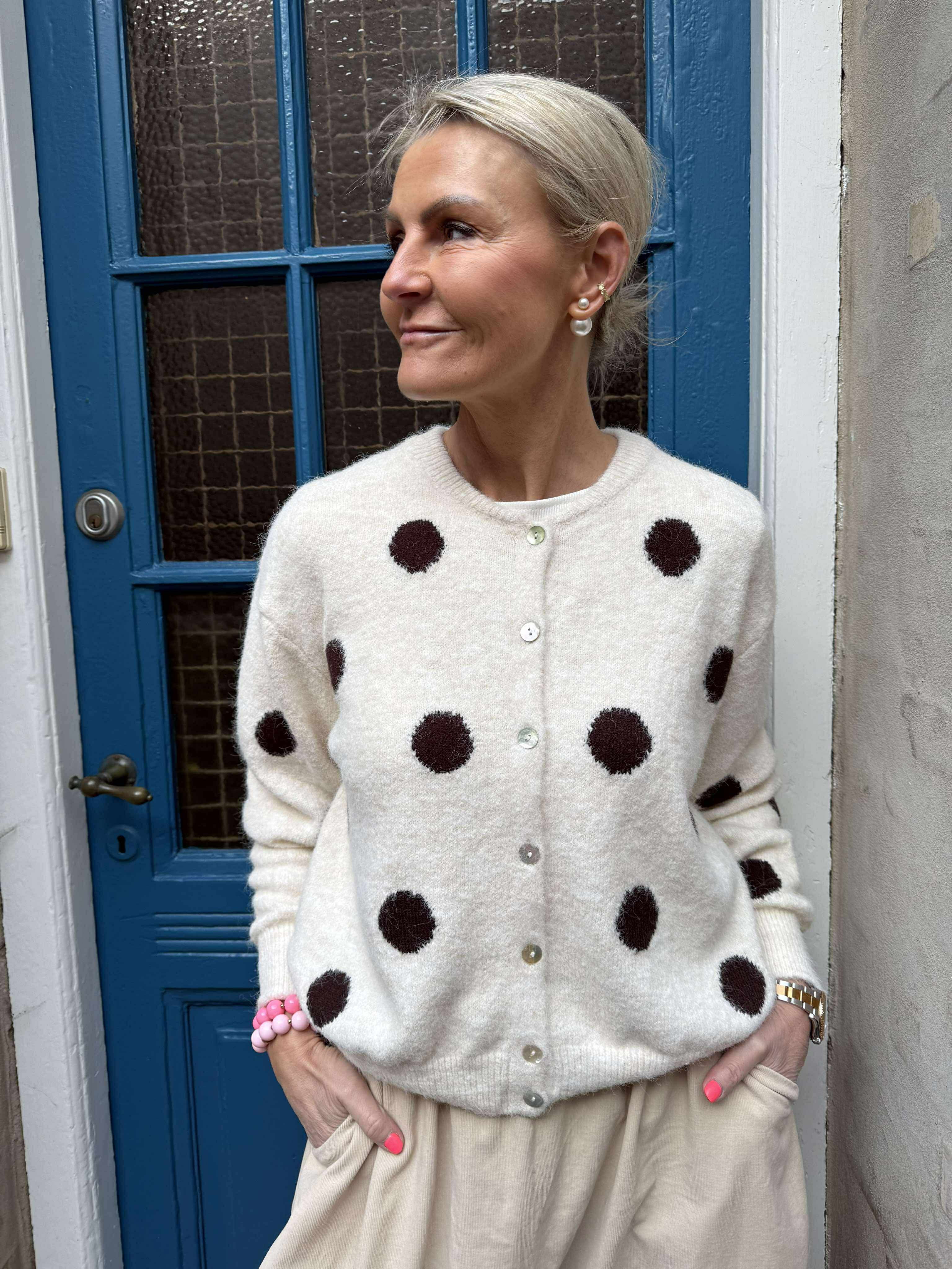 Elvie Dot Cardigan - Beige Dot