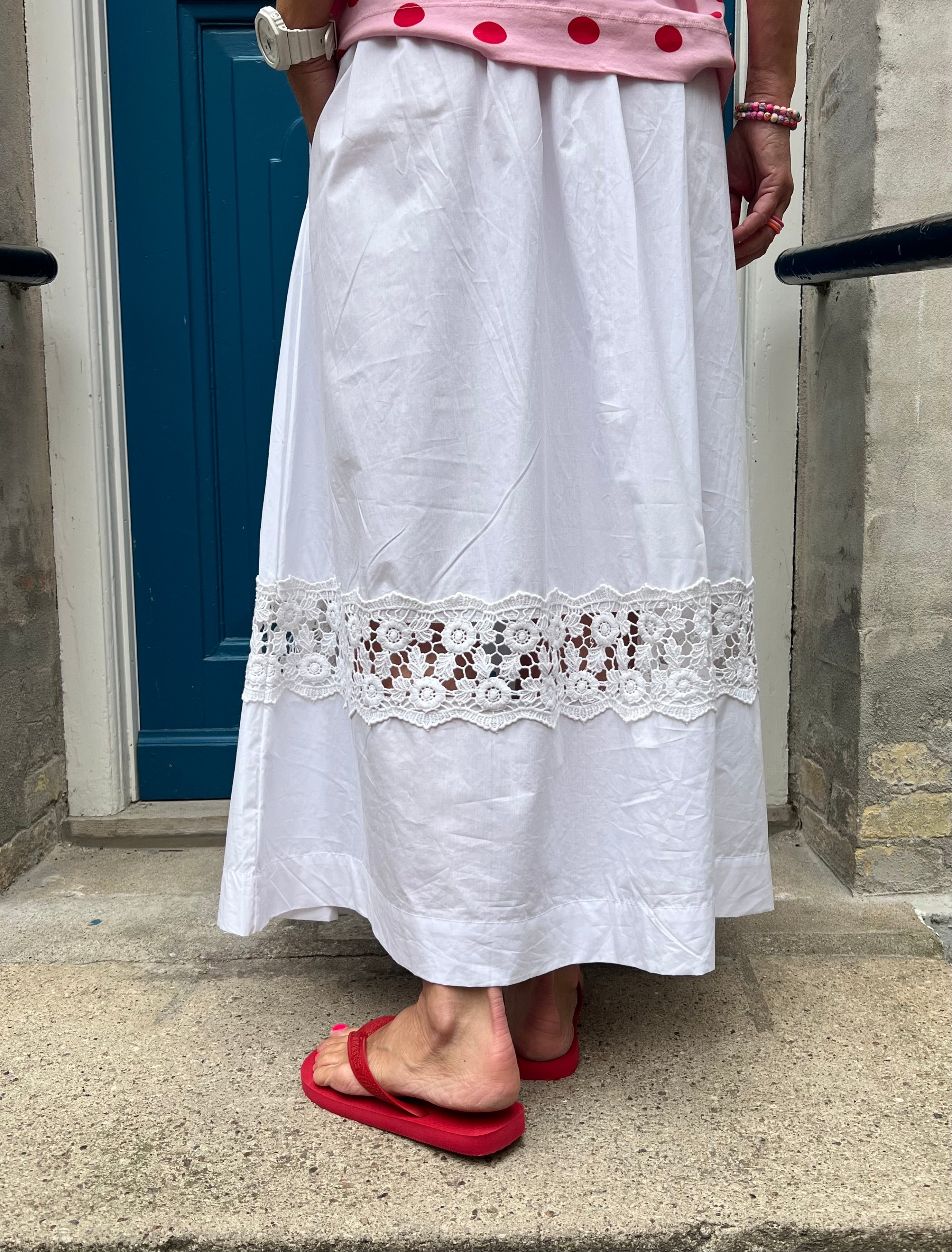 Poplin Lace Skirt – Vit