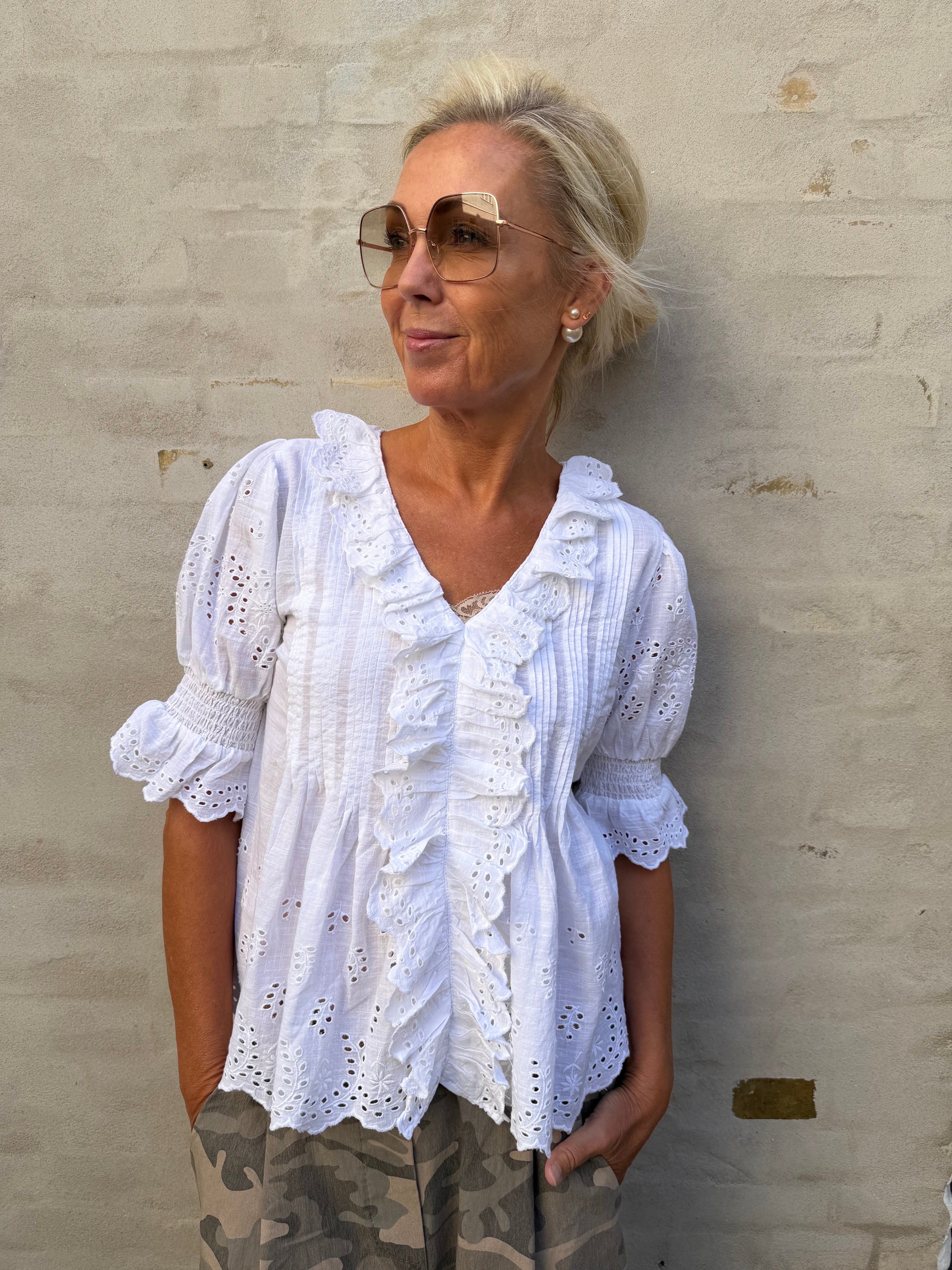 Talise Emb Blouse - White