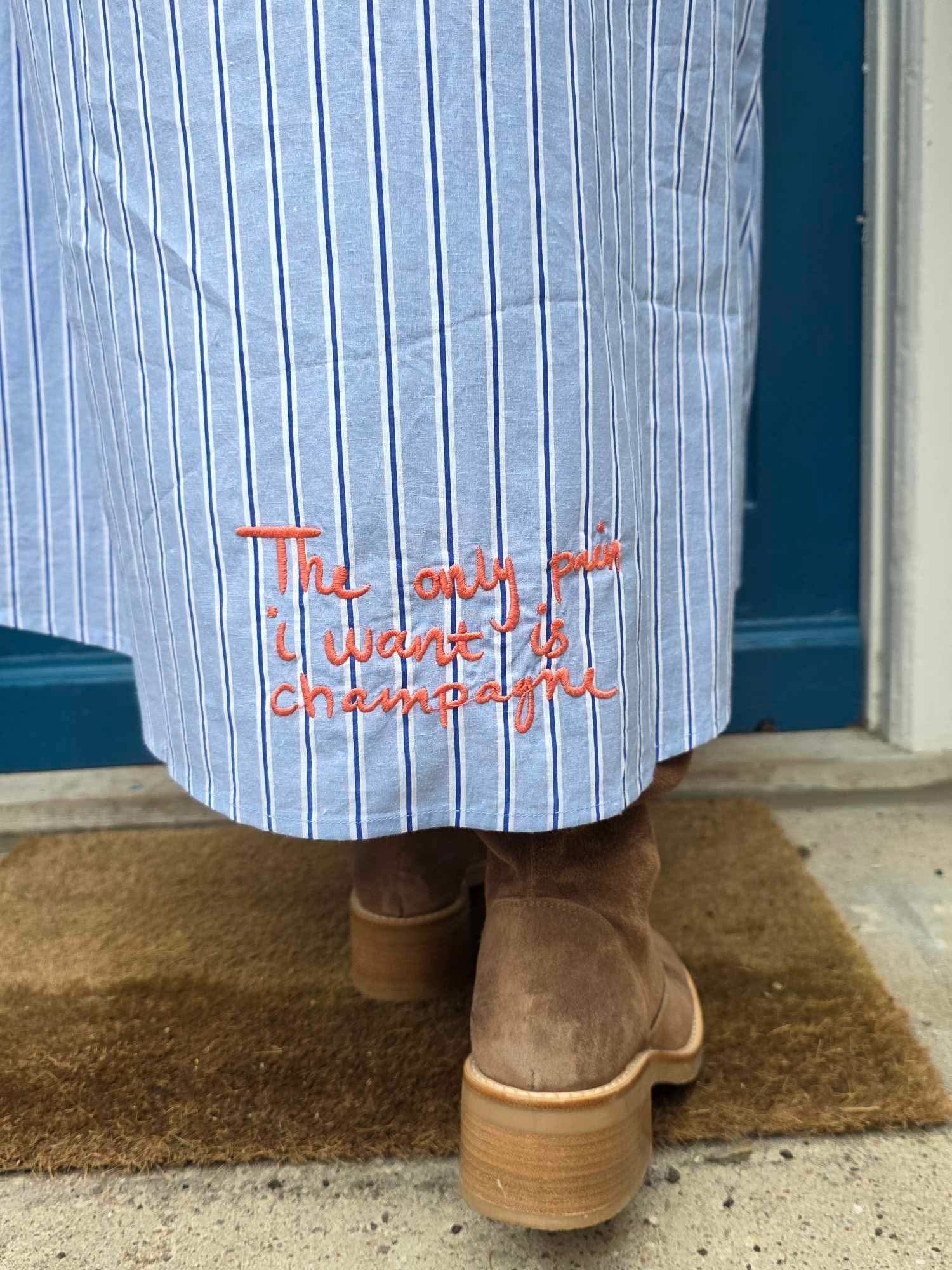 Champagne långklänning - marinblå