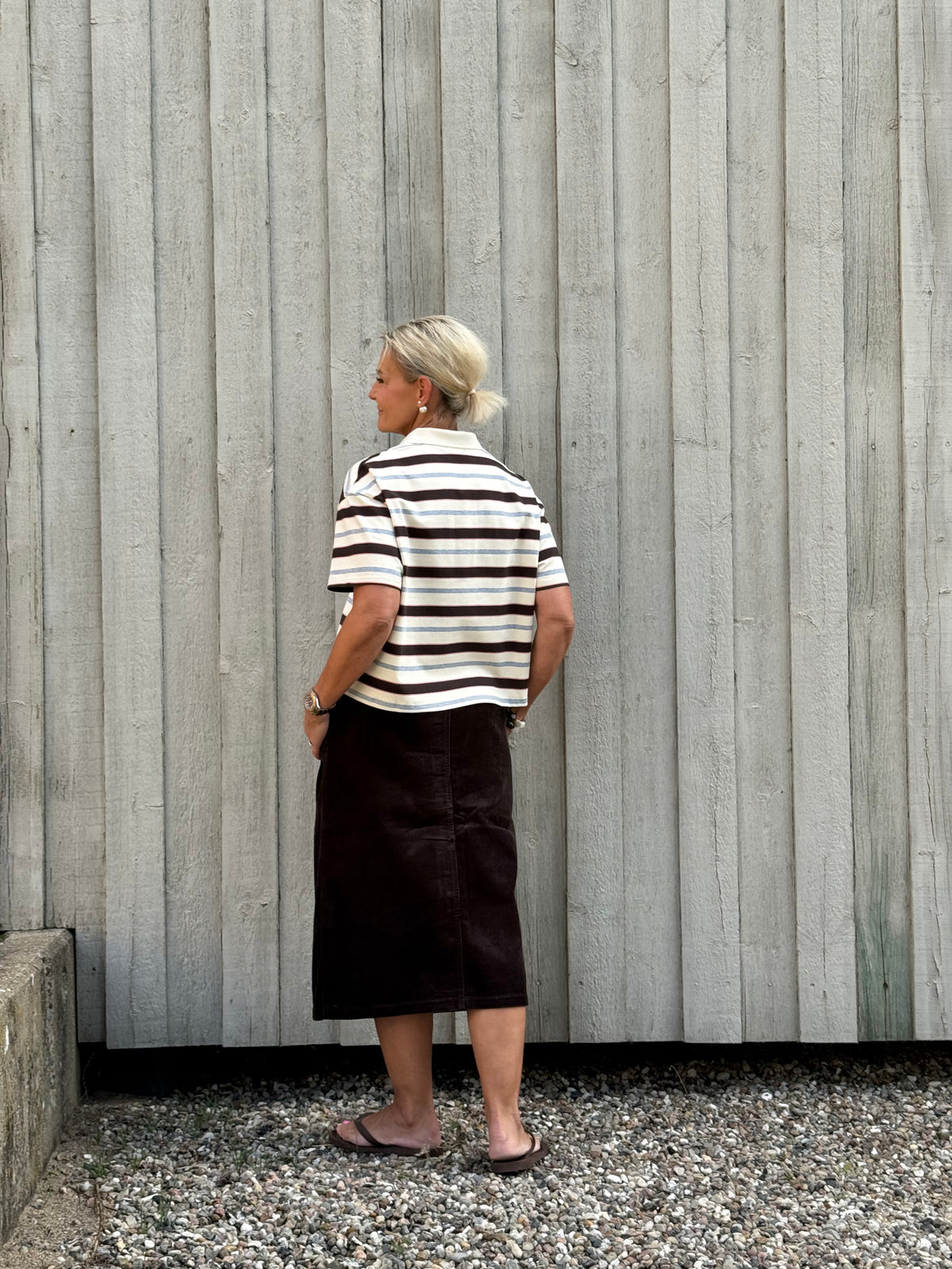 Vennera Triple Stripe Polo Tee - Grey
