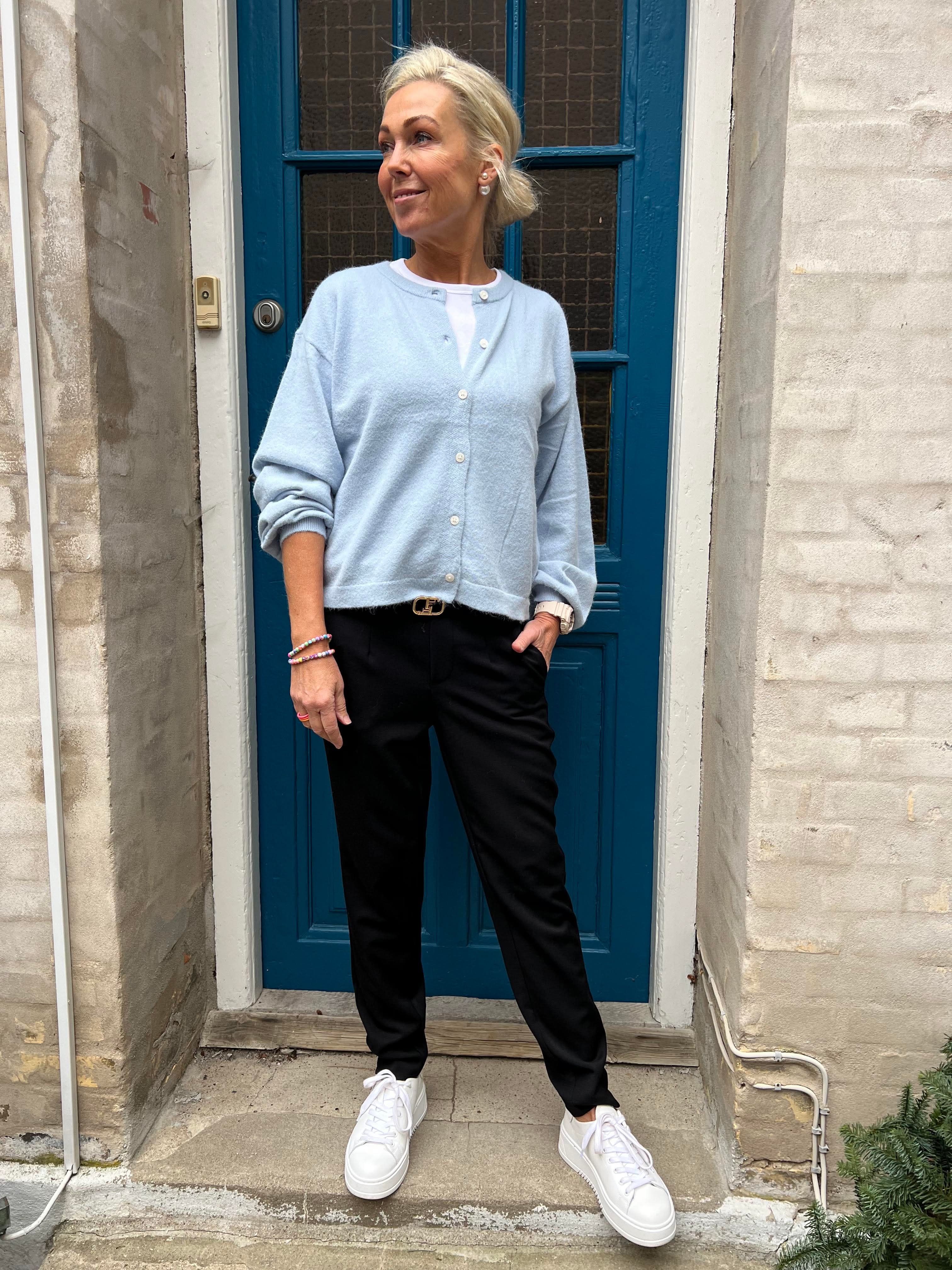 NAOMI LS O-HALS KNIT CARDIGAN - Cashmere Blue MELANGE