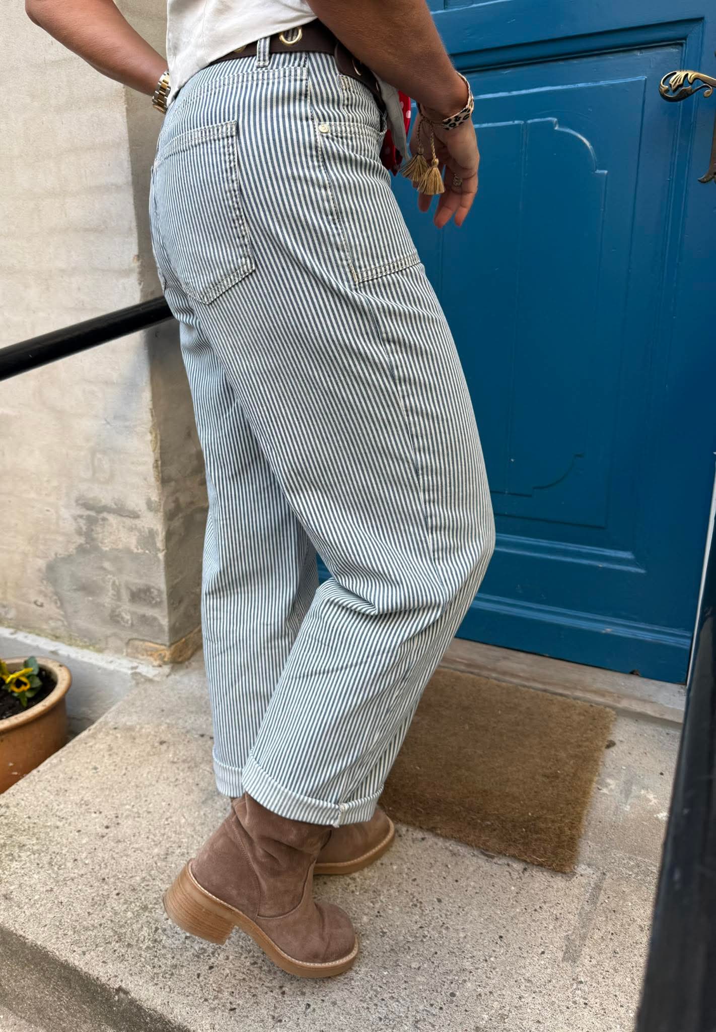 Amalia Straight Leg - Indigo Striped Wash