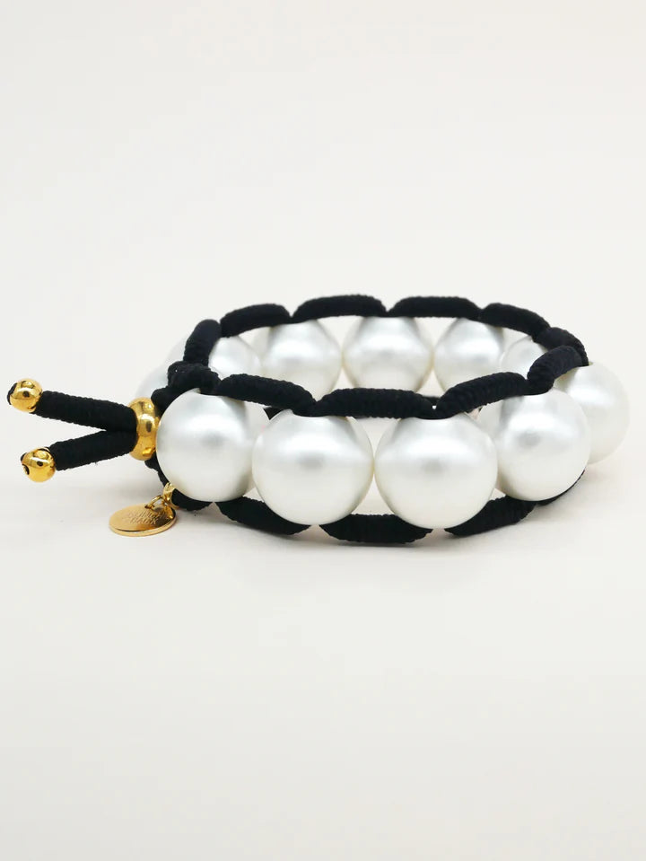 Färgad Elastic & Shell Pearls BIG - Svart