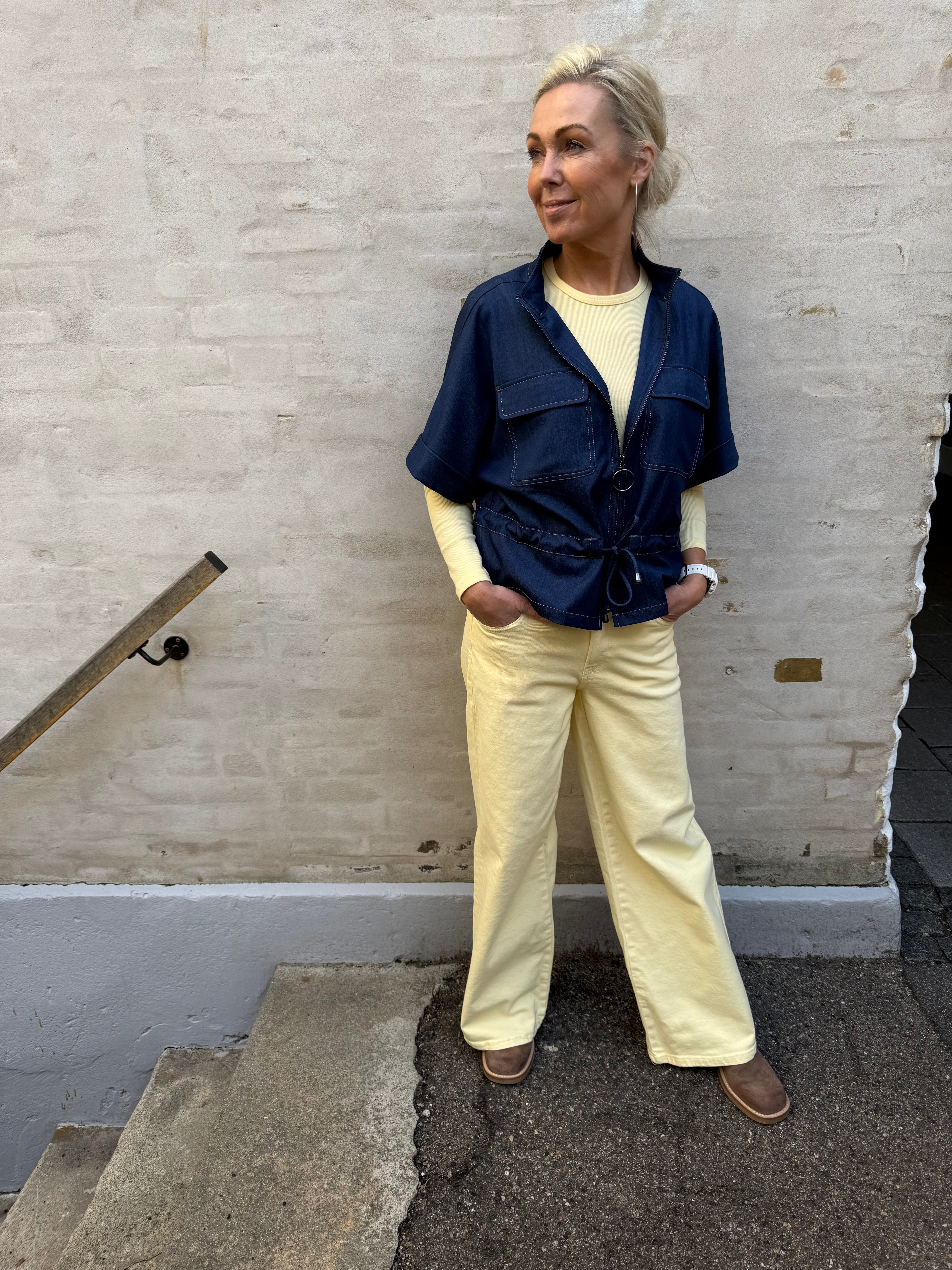 SELMA LW BRED FÄRGADE JEANS - Fransk Vanilj