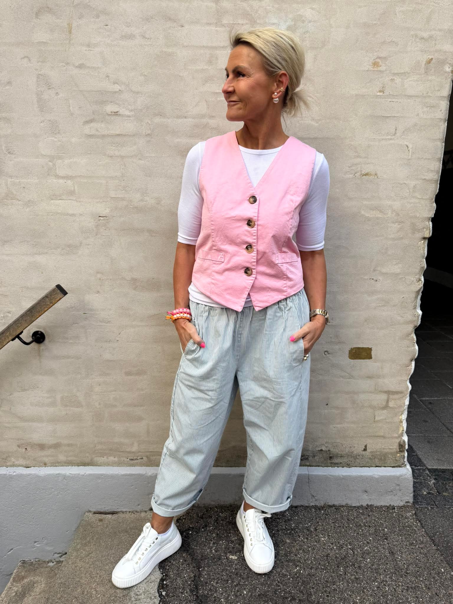 Paola Striped Pants - Light Blue