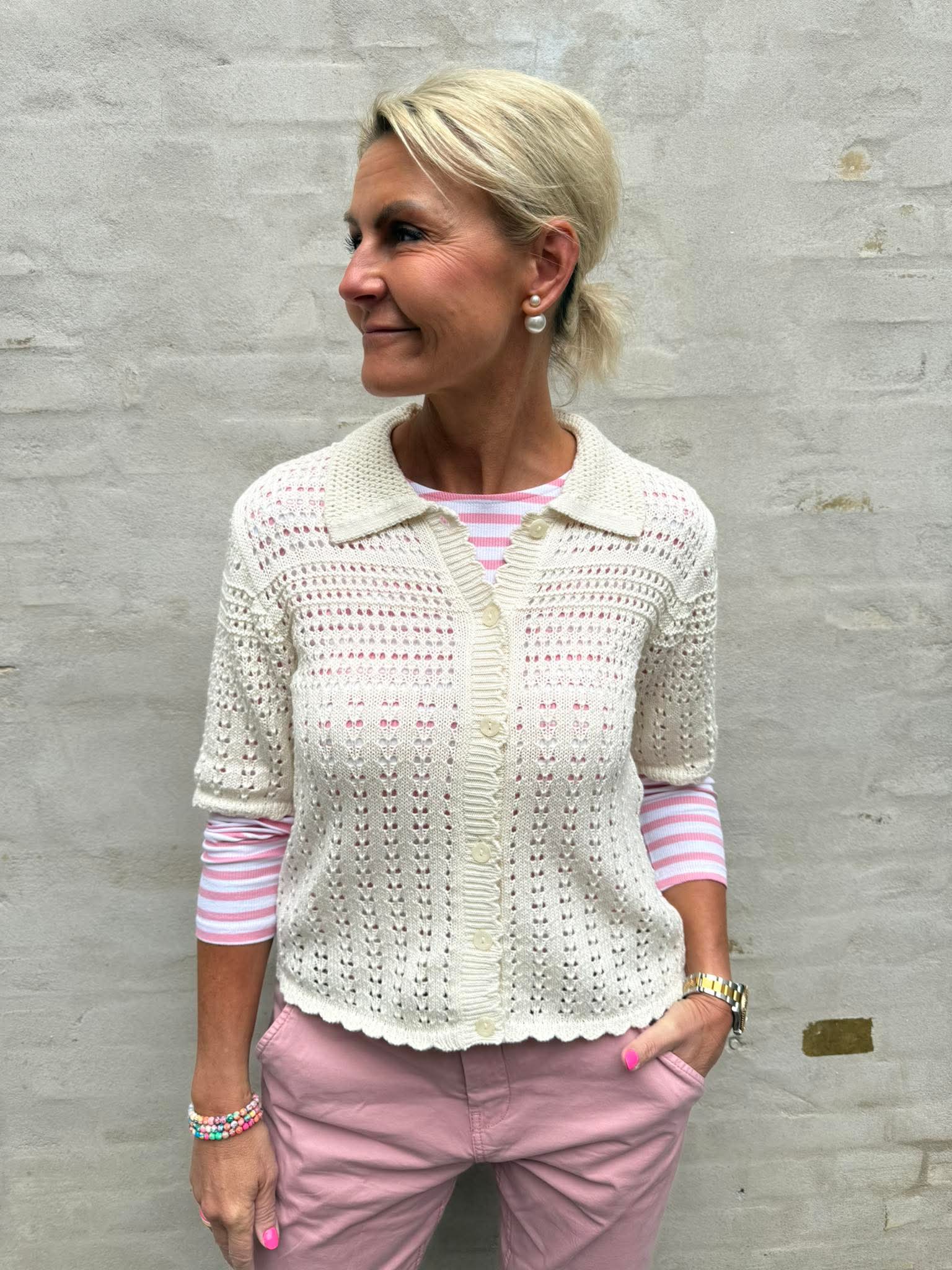 ROBIN 2/4 COLLAR CARDIGAN - Birch