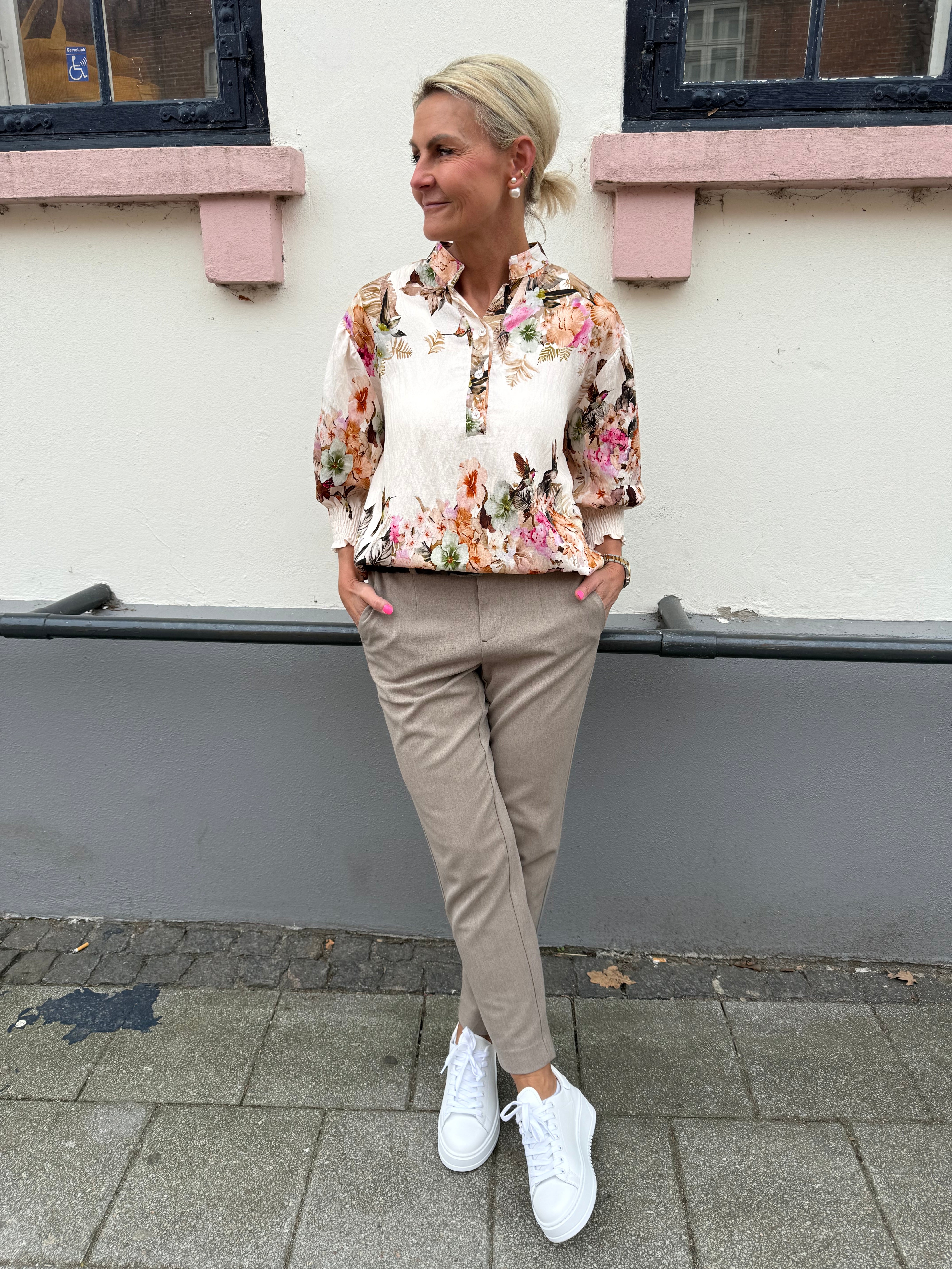 LISA SLIM Pant - Fossil/Melange