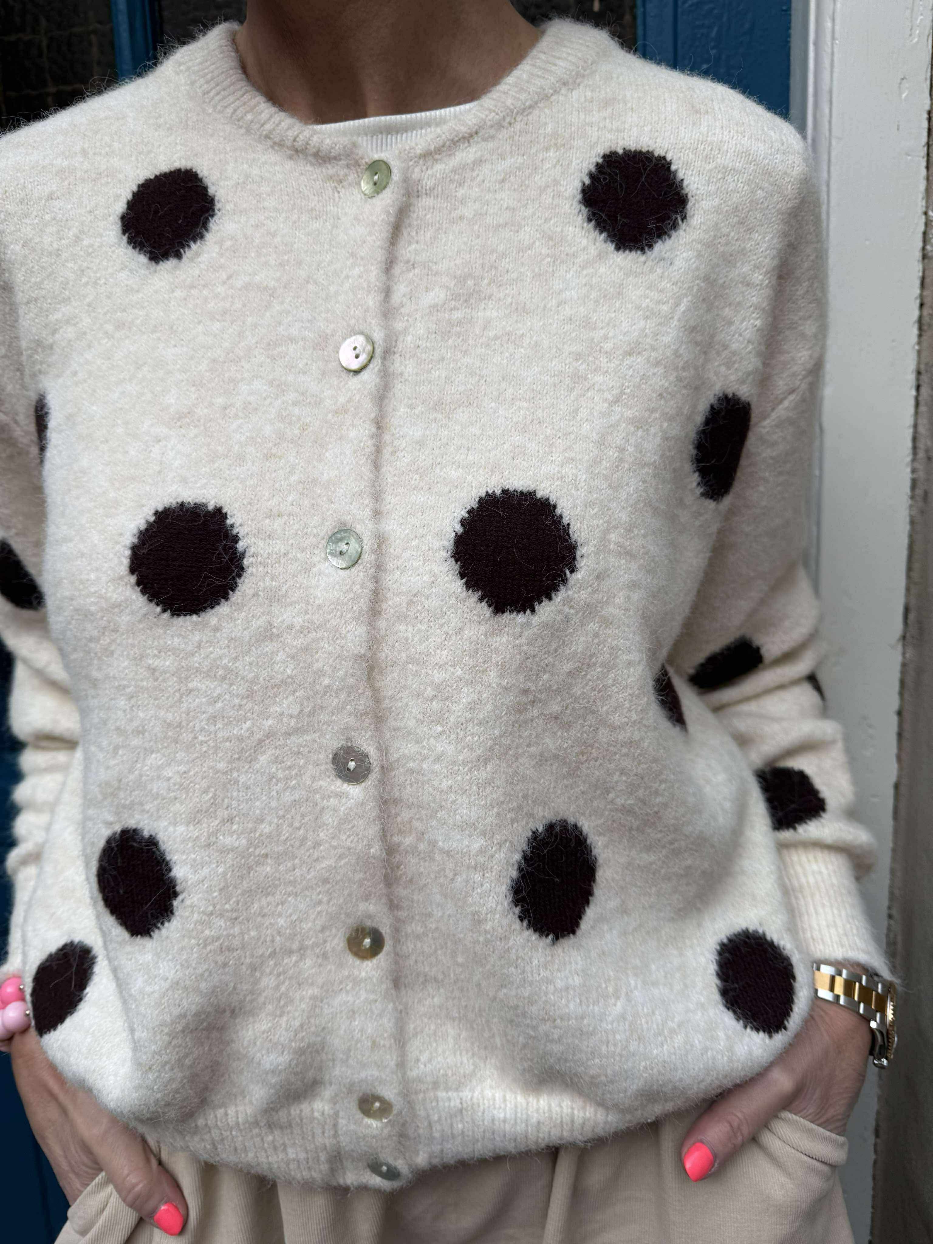 Elvie Dot Cardigan - Beige Dot