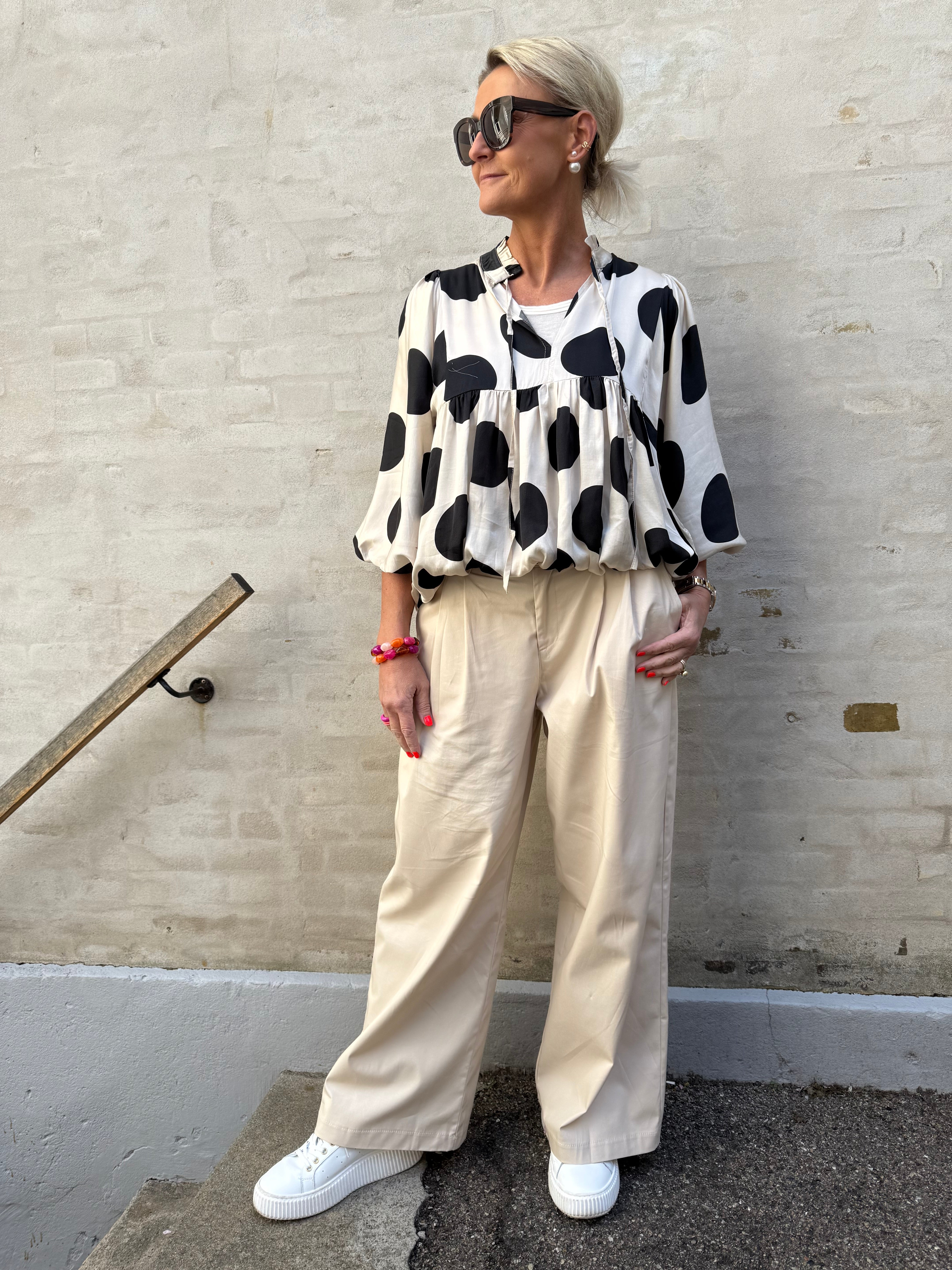 Michella Dot Blouse - Off White/Black