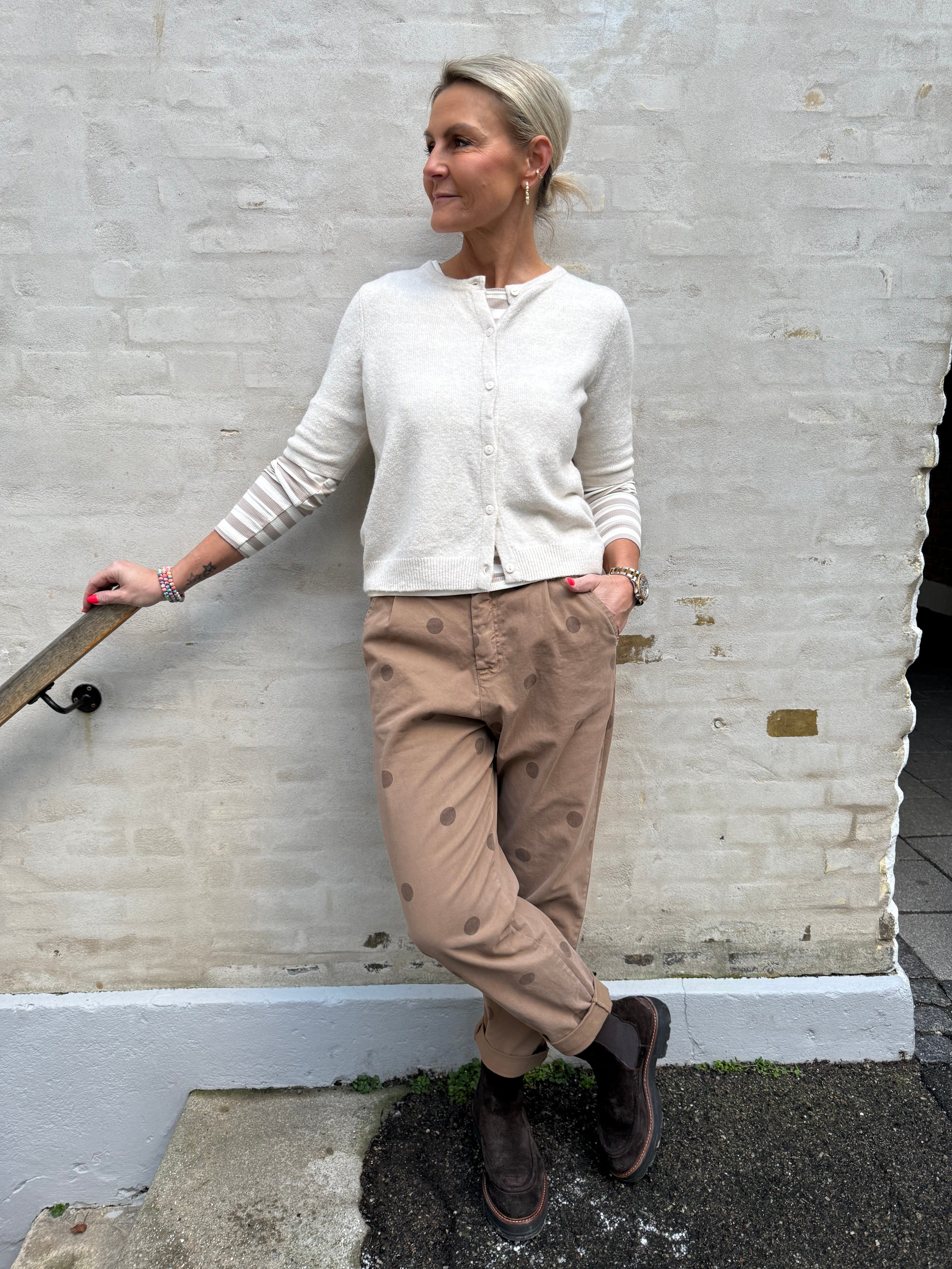 DOFFY 2/4 O-HALS KNAPPCARDIGAN - Björk MELANGE