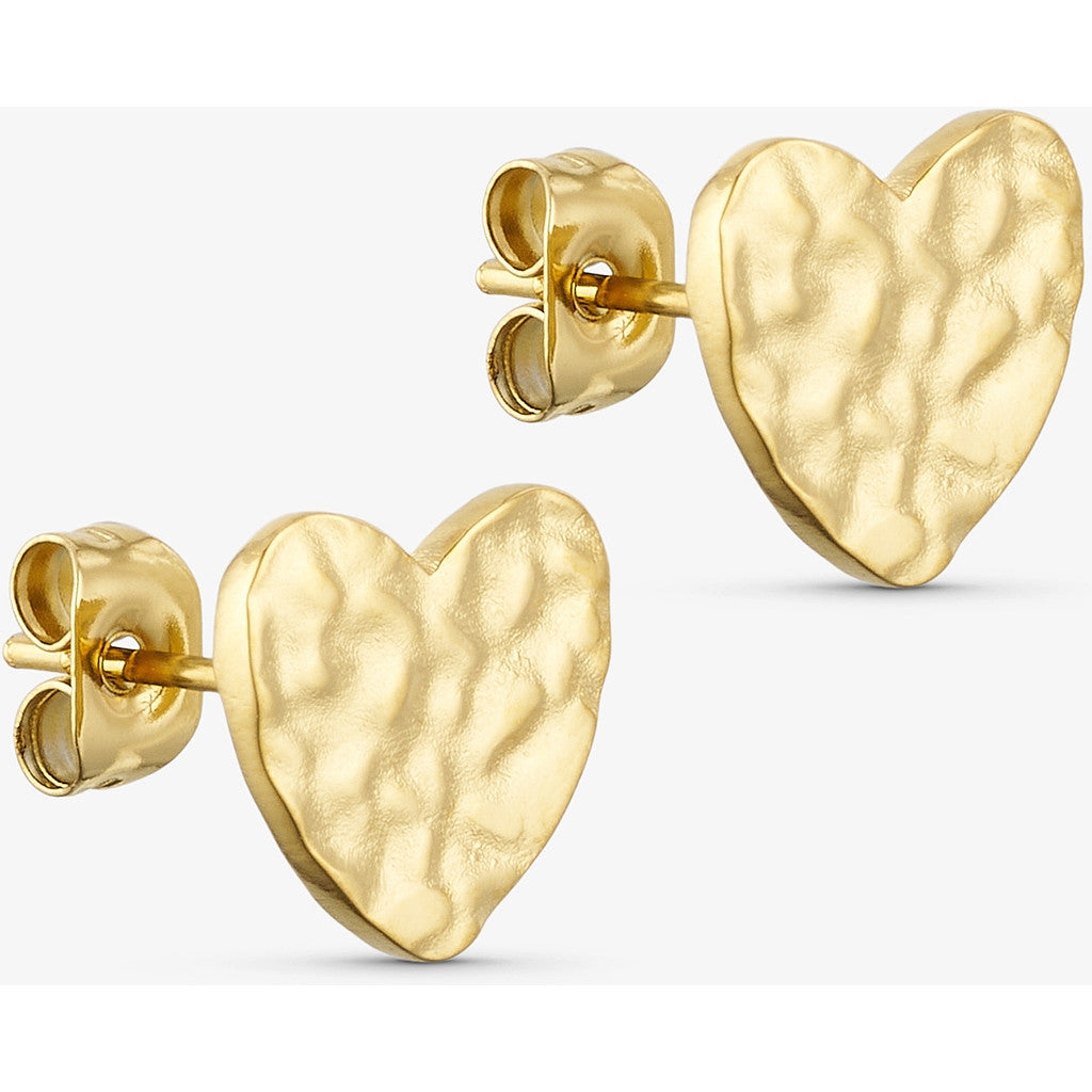 Rustik hjärta öronstift - 18 karat guldpläterad