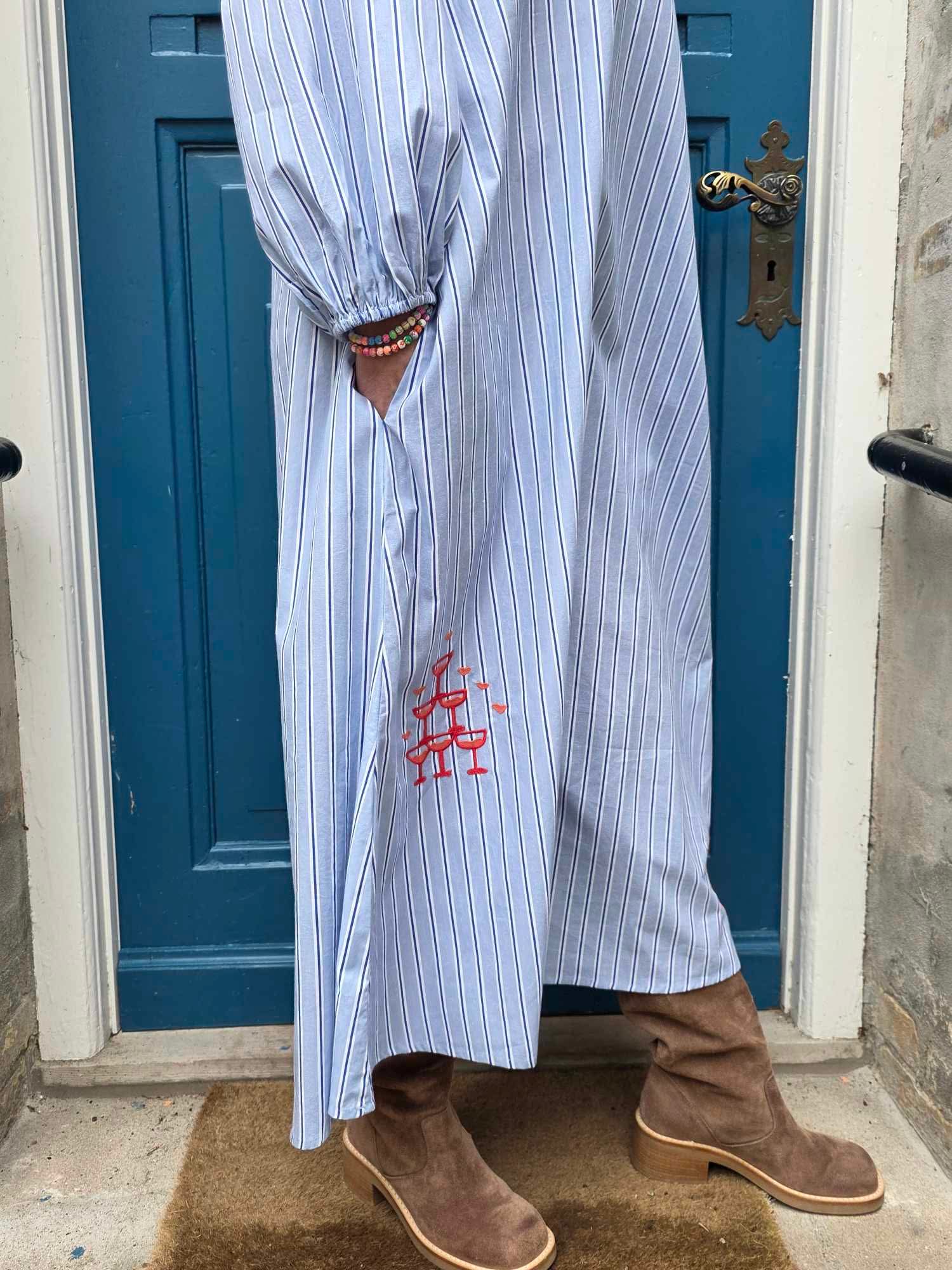 Champagne långklänning - marinblå