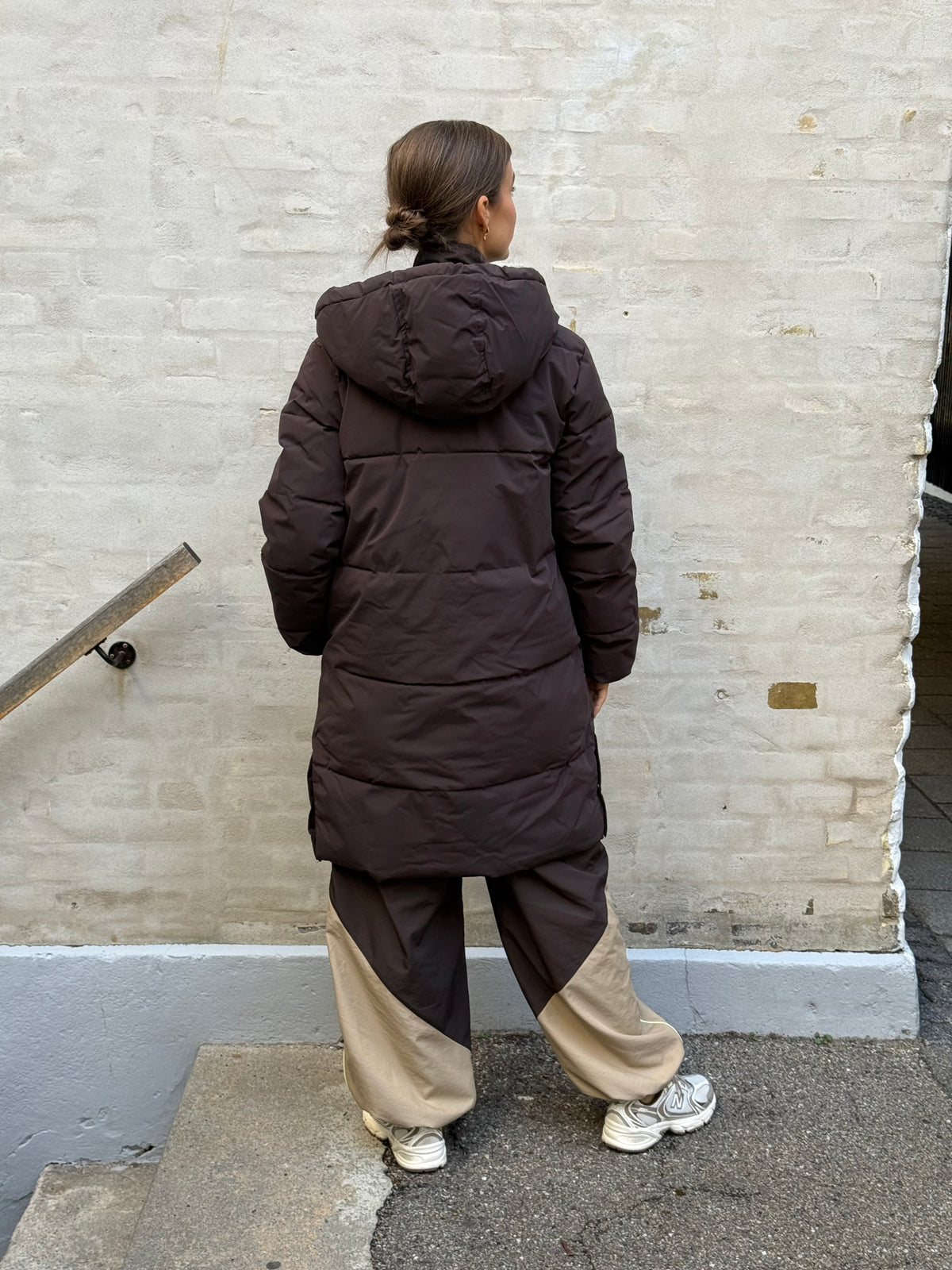 BLAIR LONG HOOD PUFFER - Chocolate Torte/CONTRAST BLACK