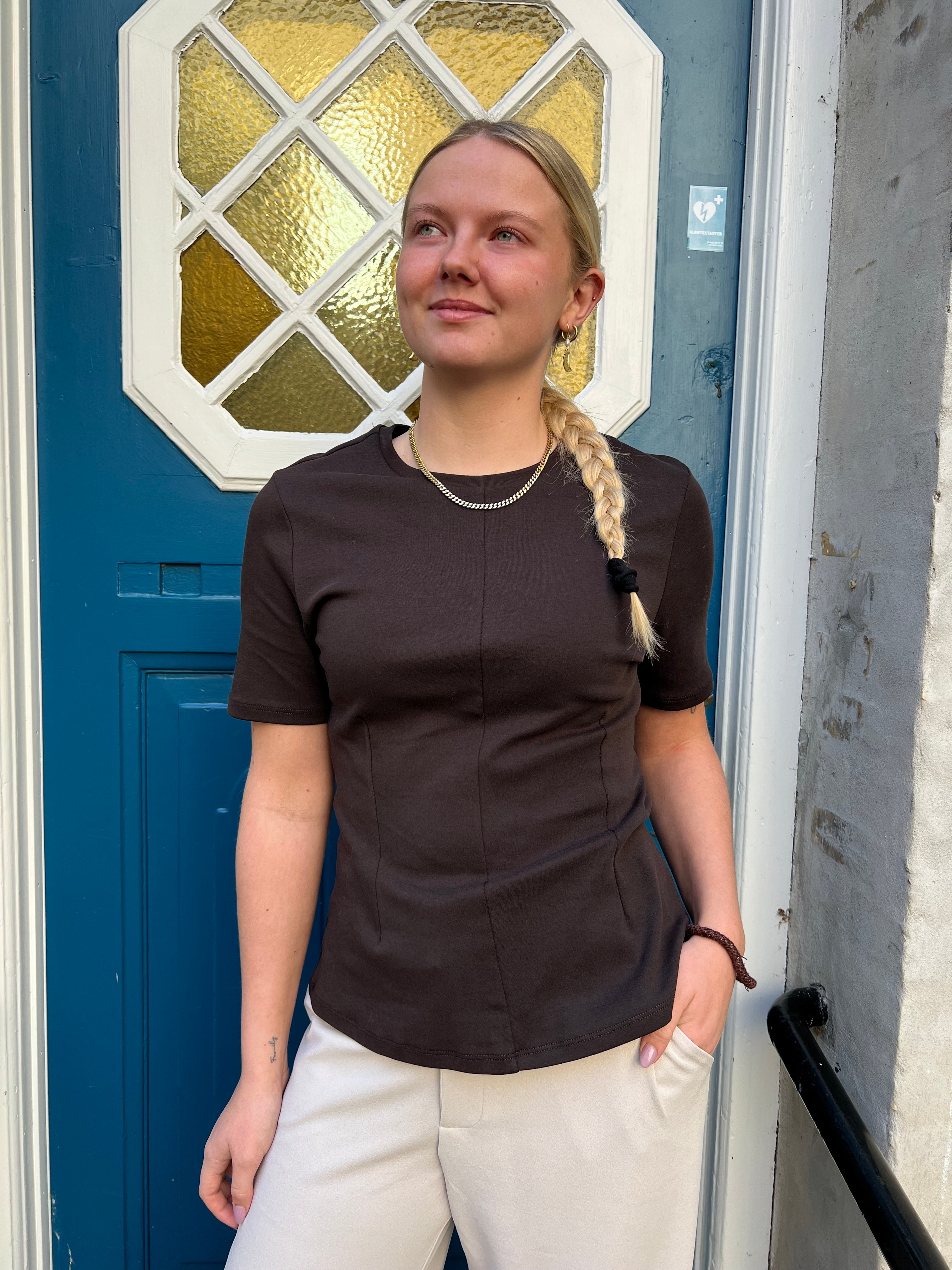 JDYEVA SS TOP - Svart kaffe