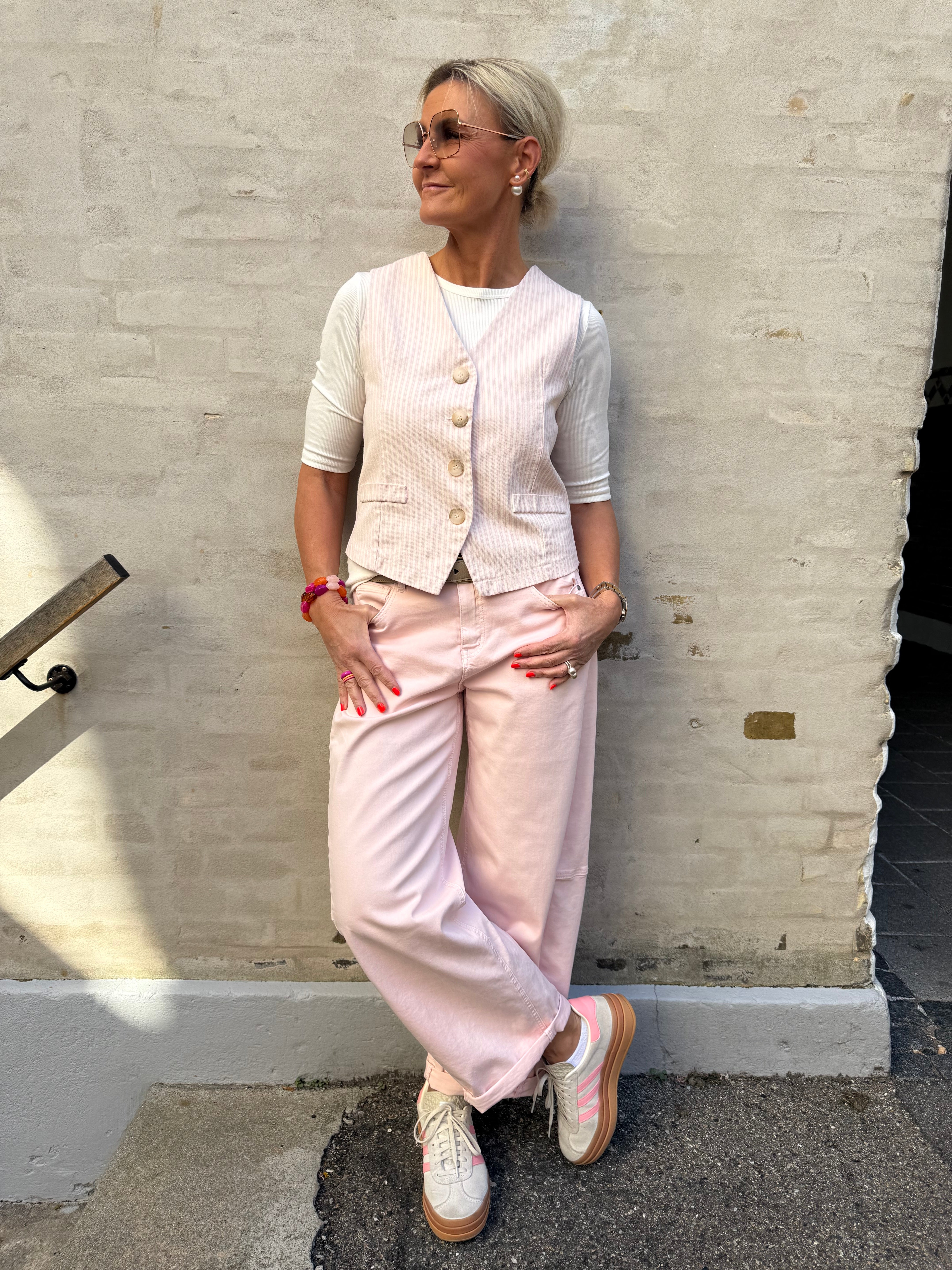 Veronica Vest - Striped Pink