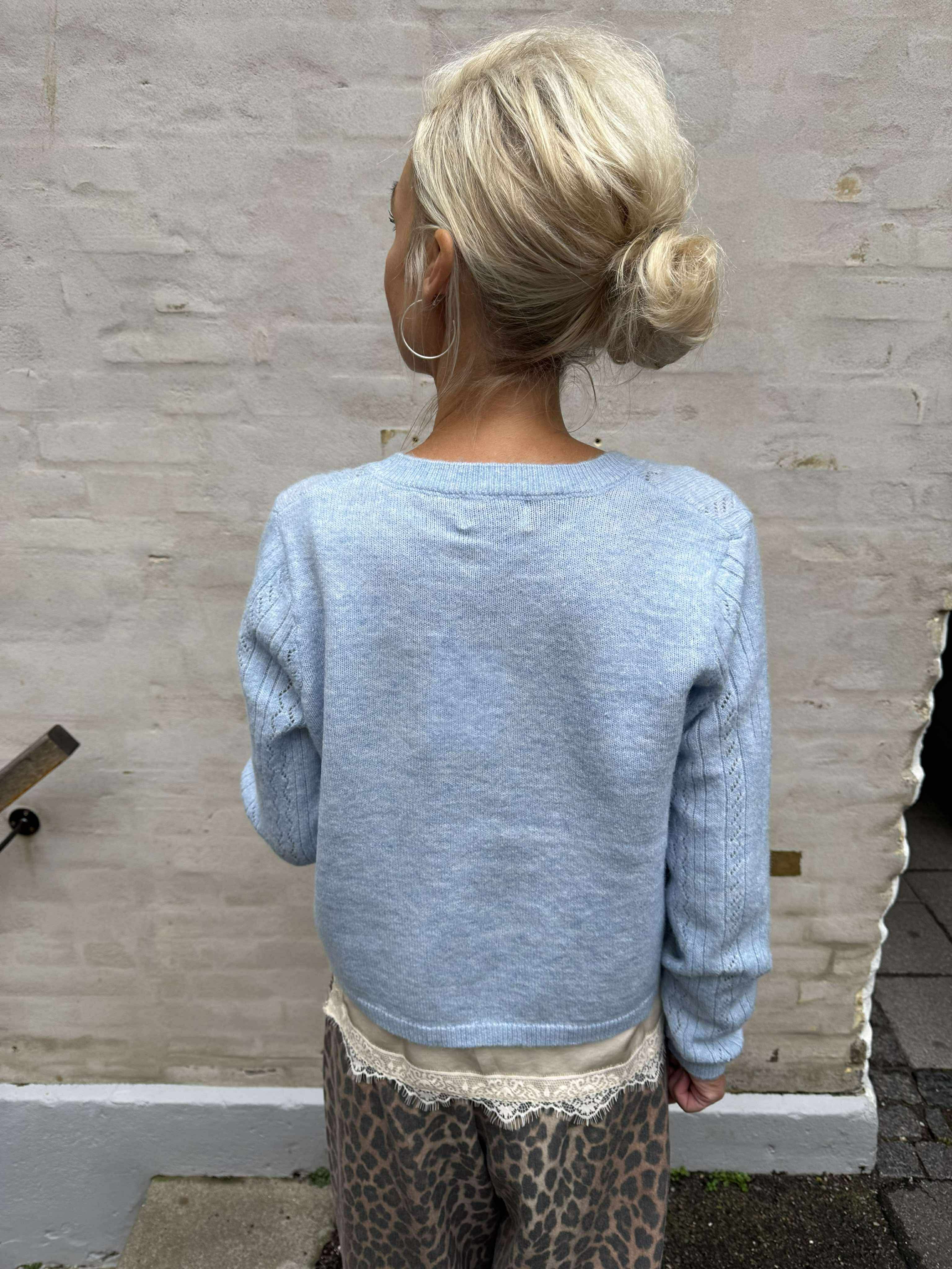 APRIL LIFE LS O-HALS CARDIGAN - Cashmere Blue MELANGE