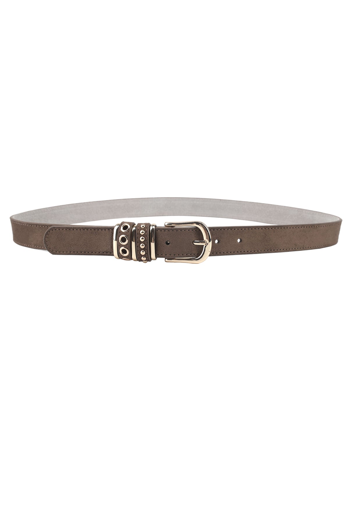 Suede Belt w. gold buckle - Marron