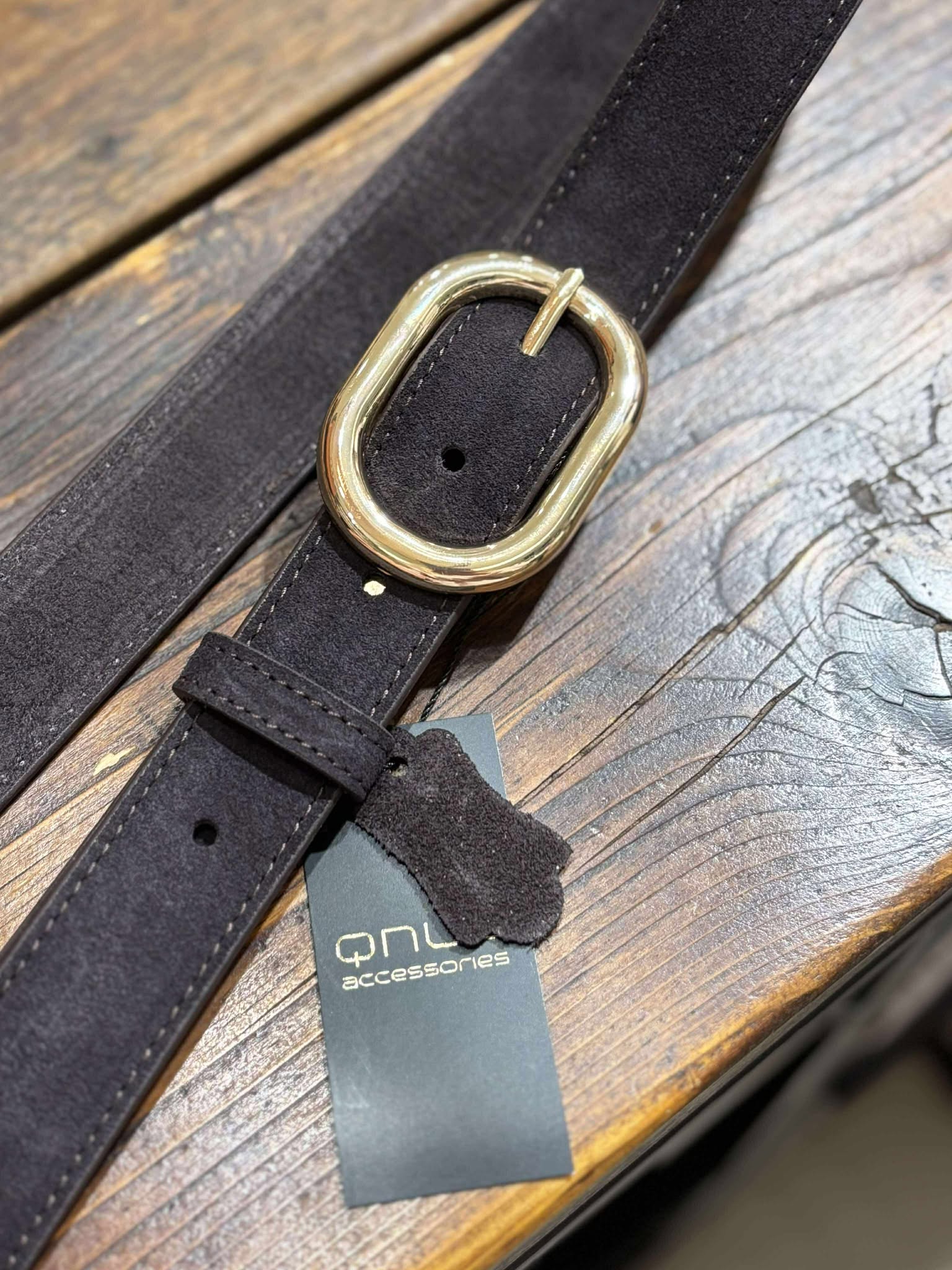 Mockaläderbälte - Brun/Guld