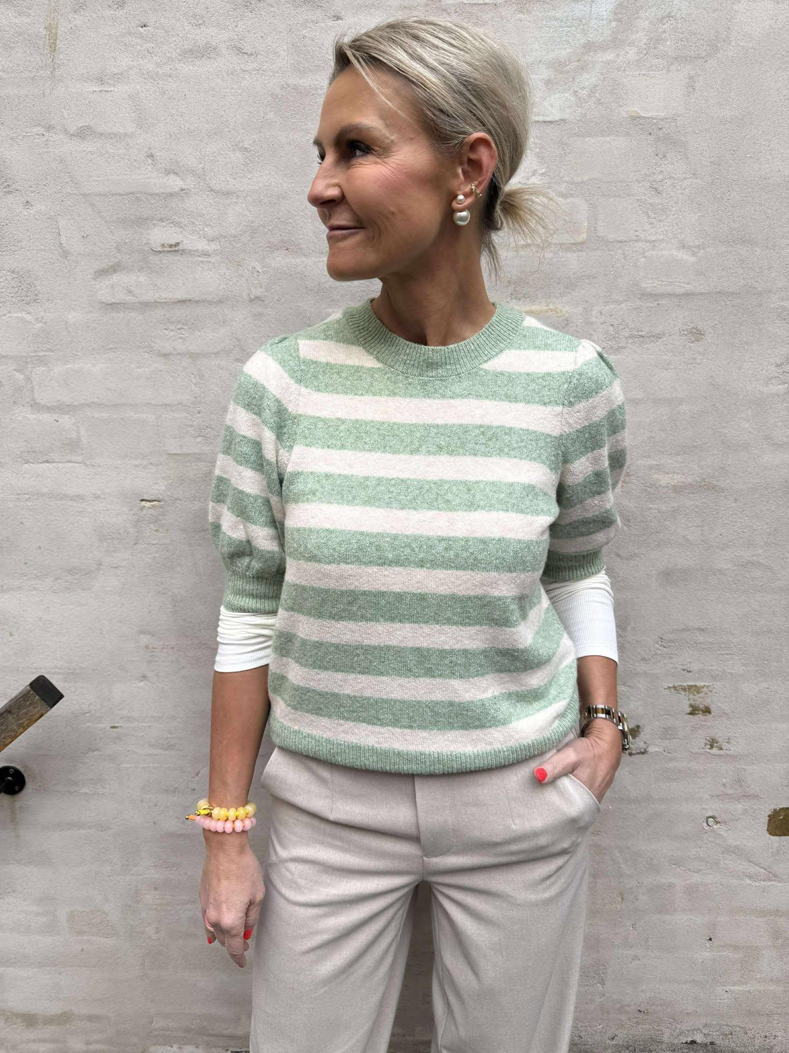 DOFFY O-HALS TRÖJA - Mistelbjörk