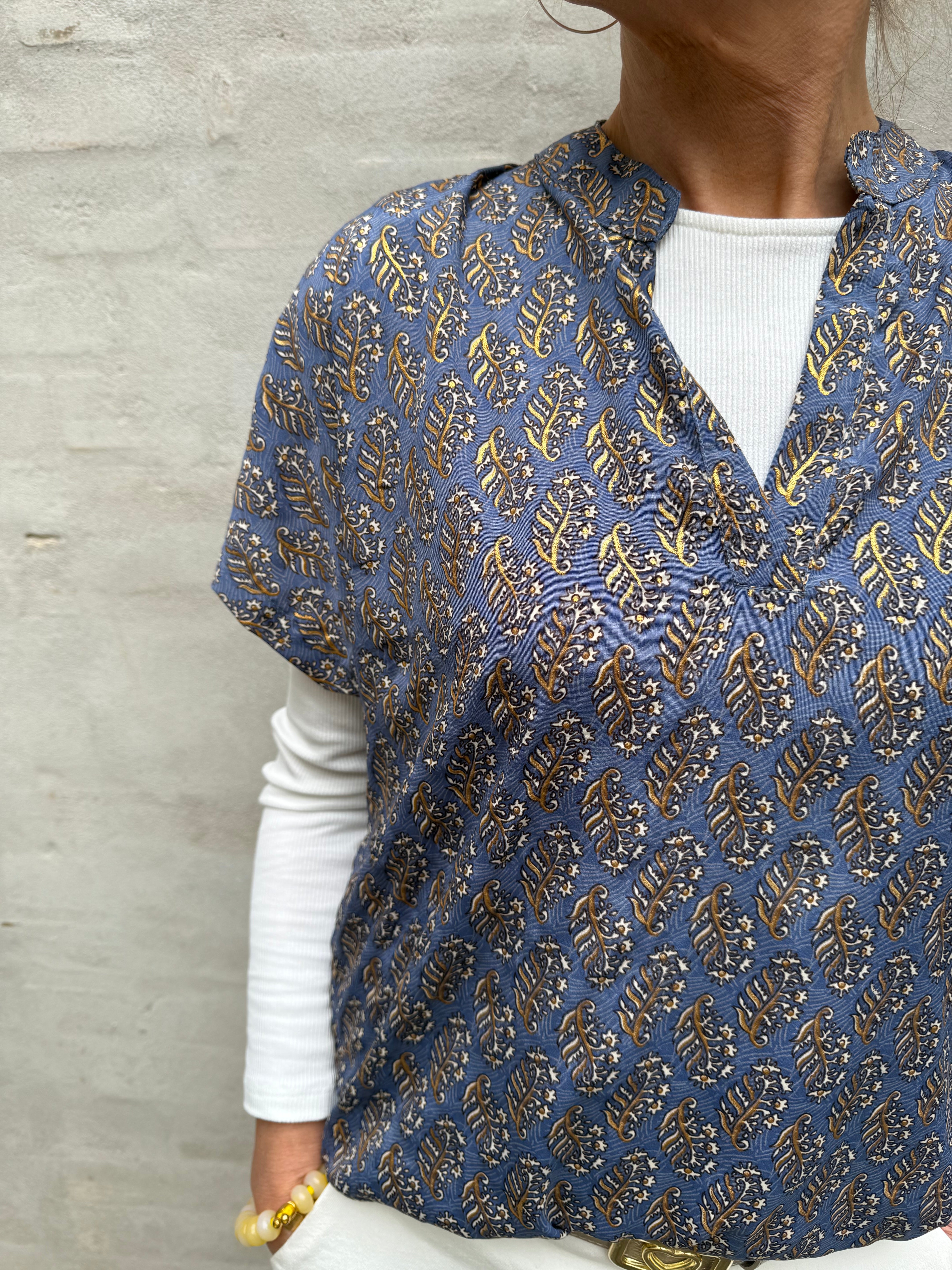 LUNA Andrea s/s Blouse - Blue Mist