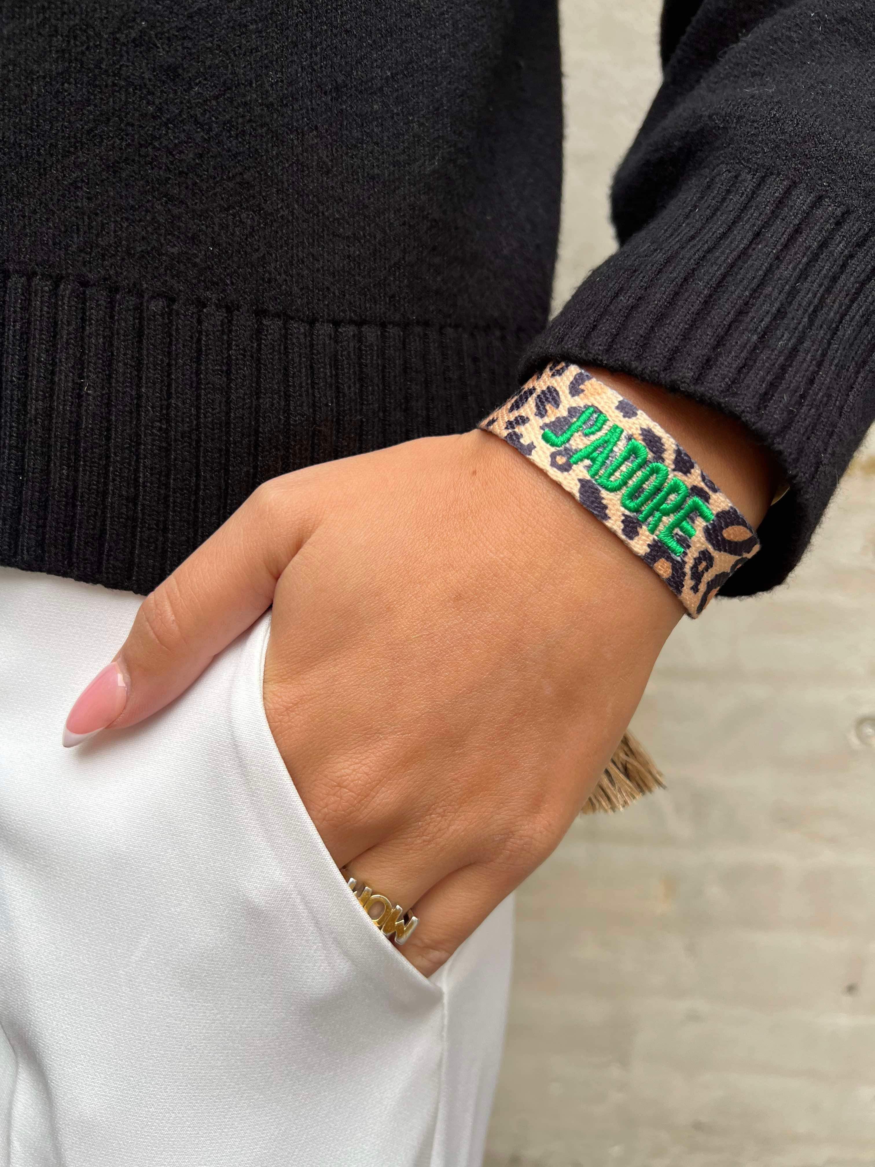 Leopardarmband grönt