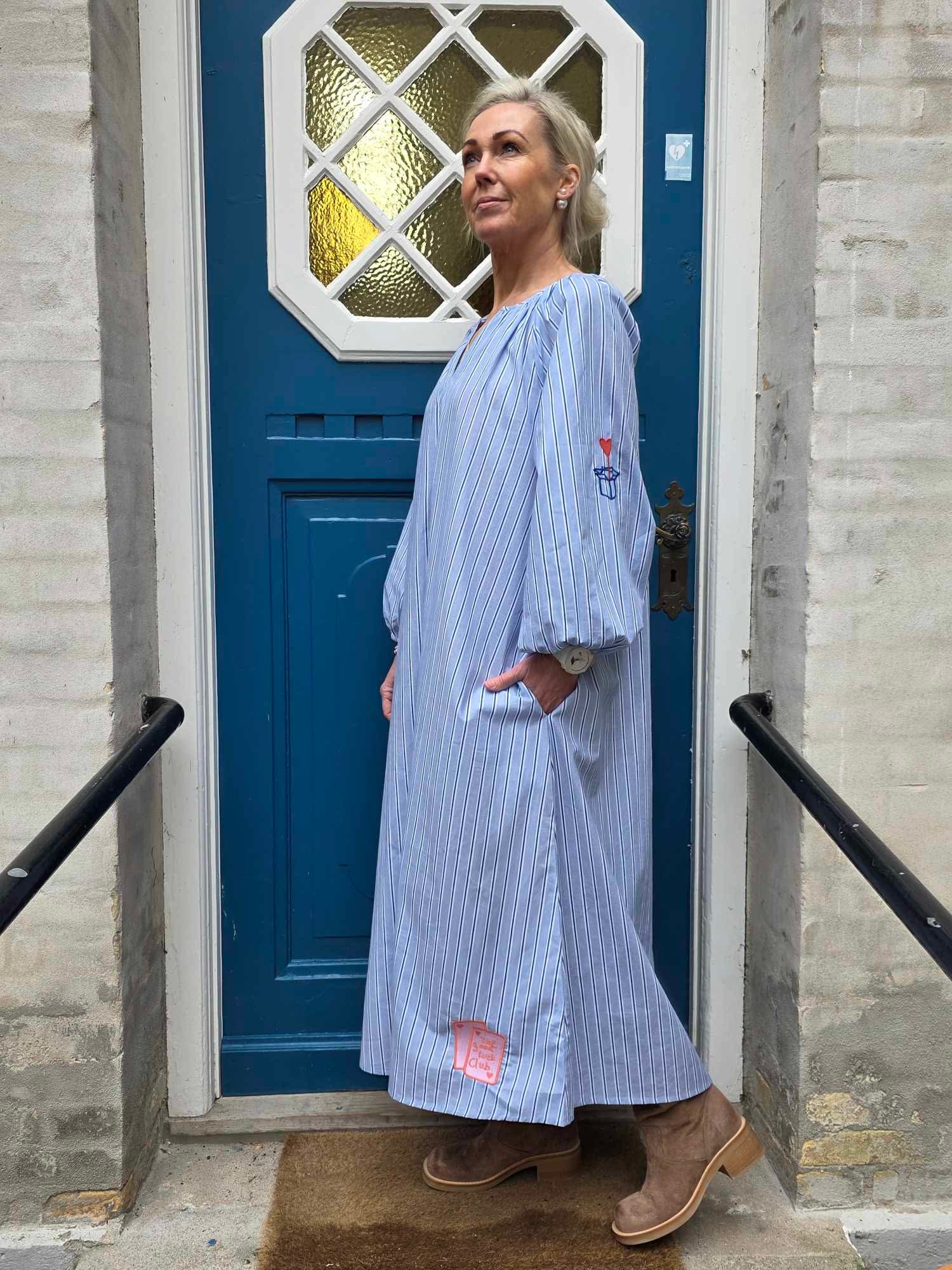 Champagne långklänning - marinblå