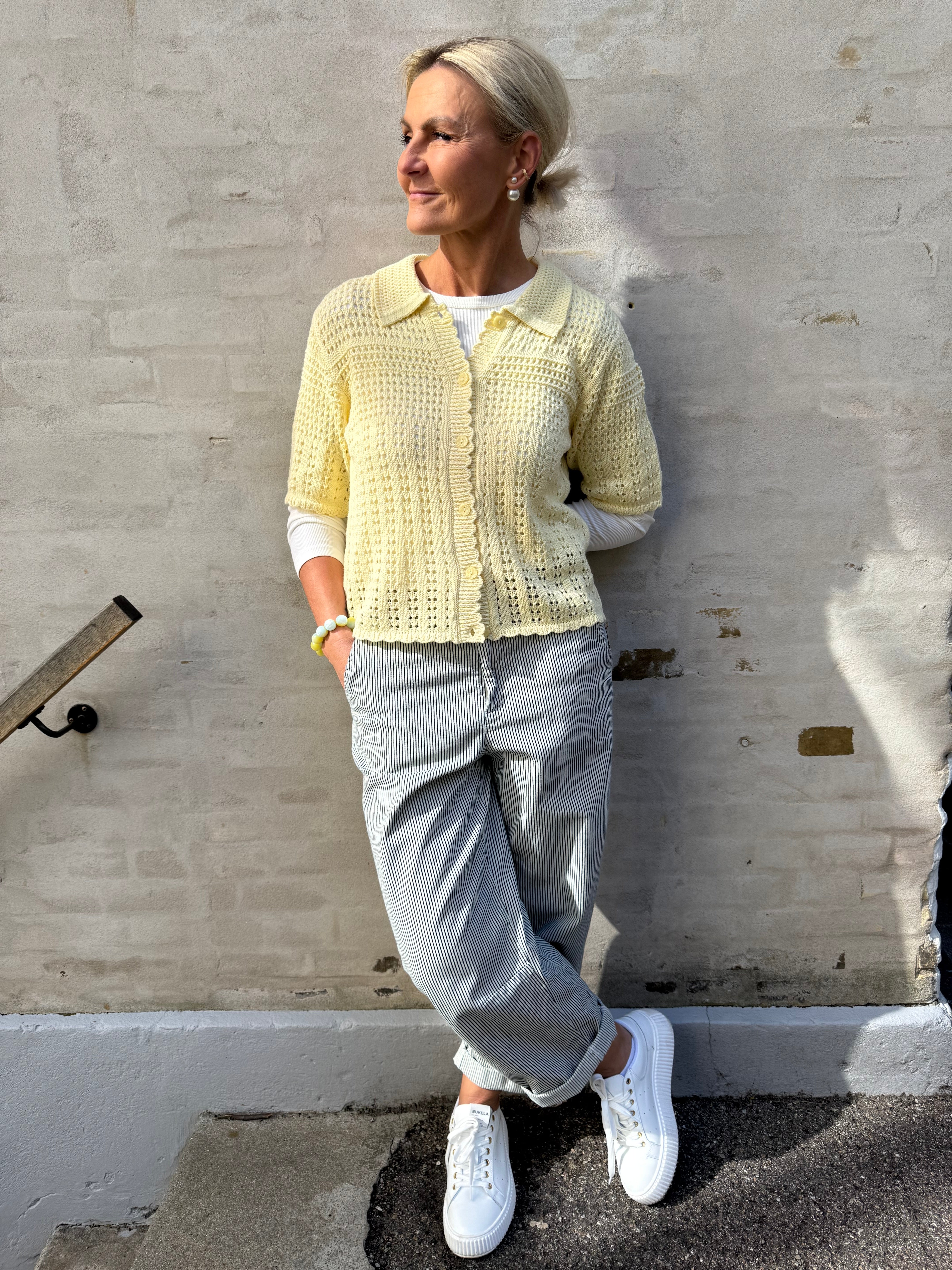 ROBIN 2/4 COLLAR CARDIGAN - Double Cream