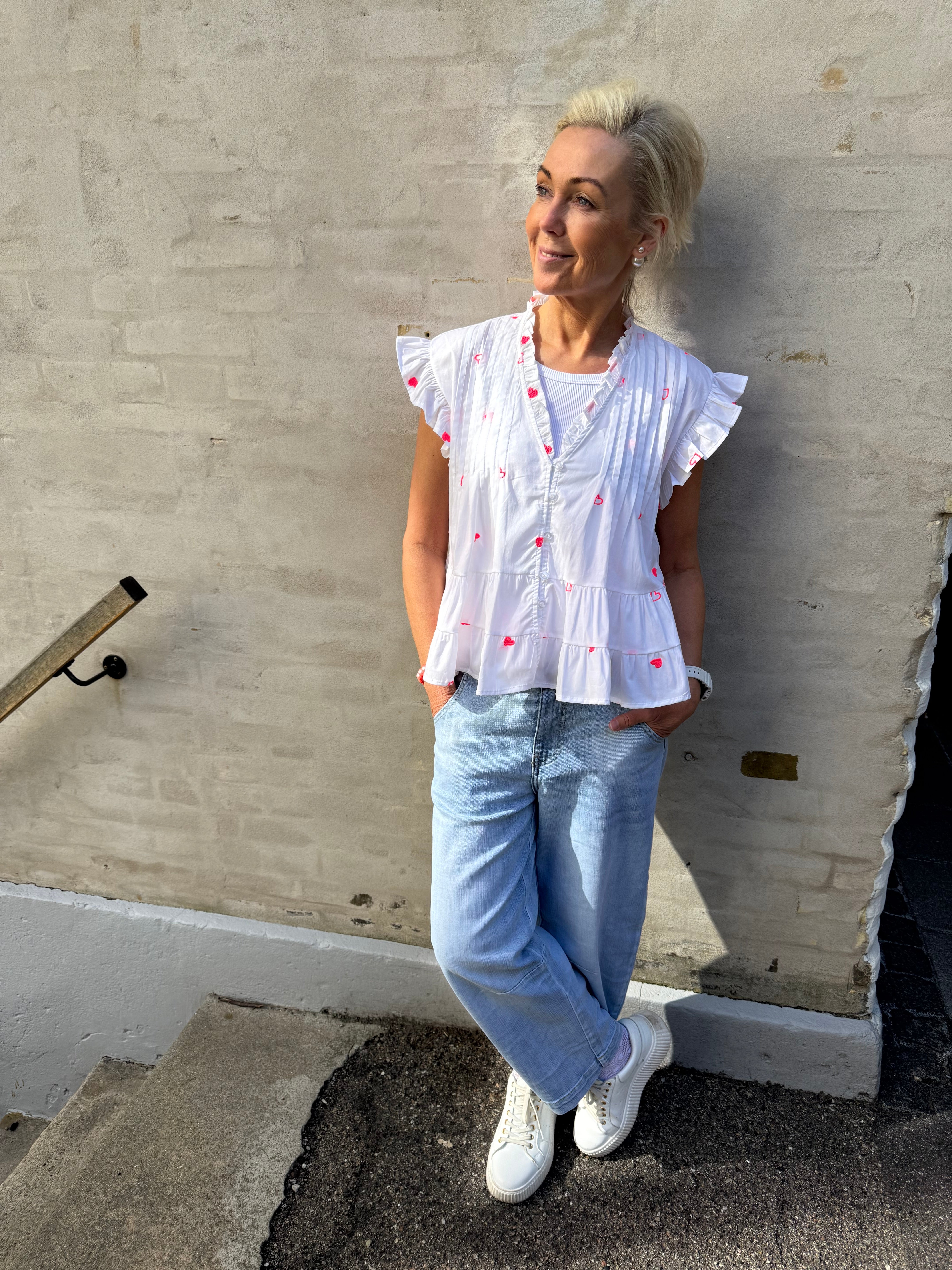 Micado Blouse - White/Fuchsia Flou