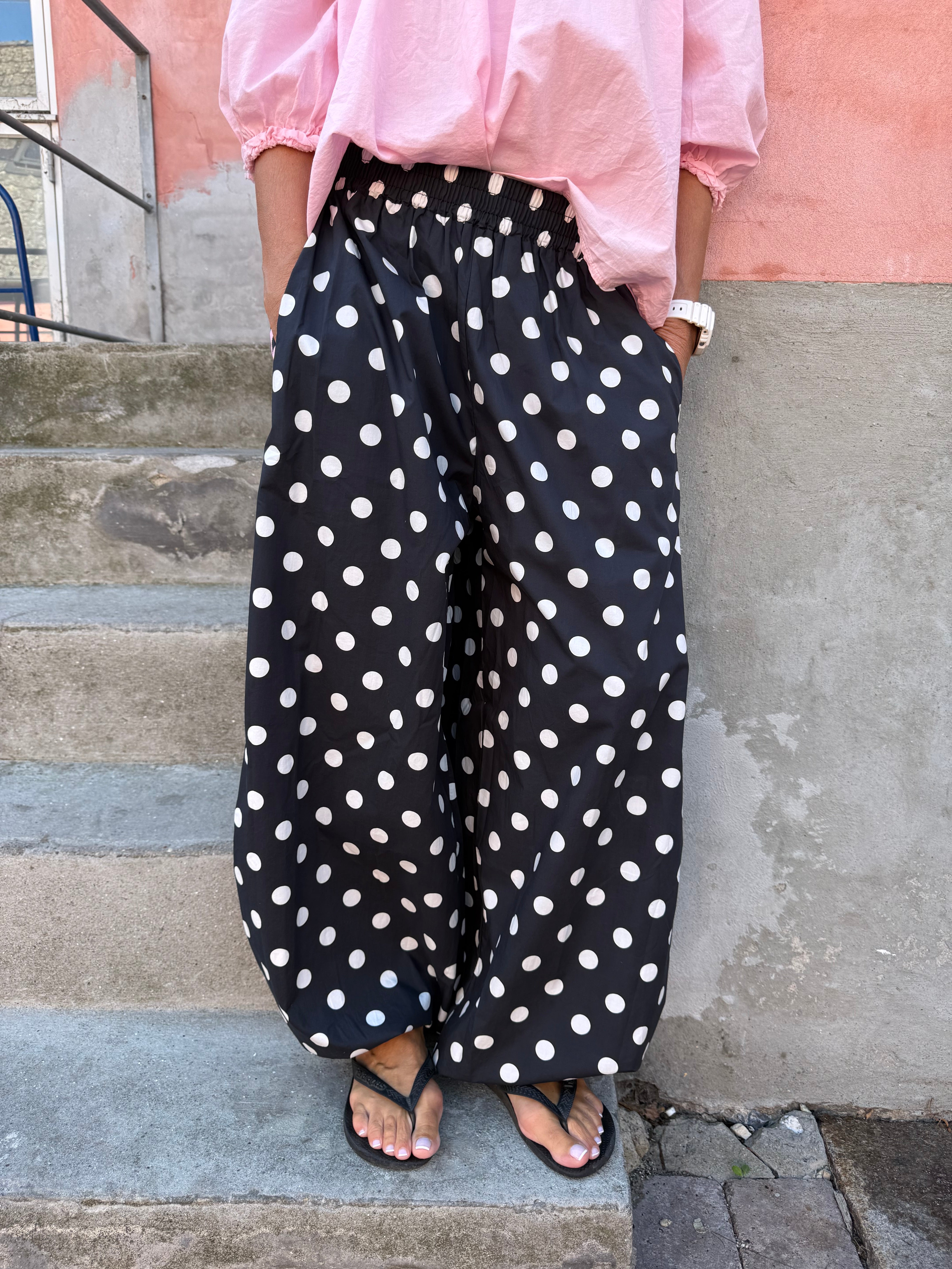 Ballon Dot Pants - Black/White