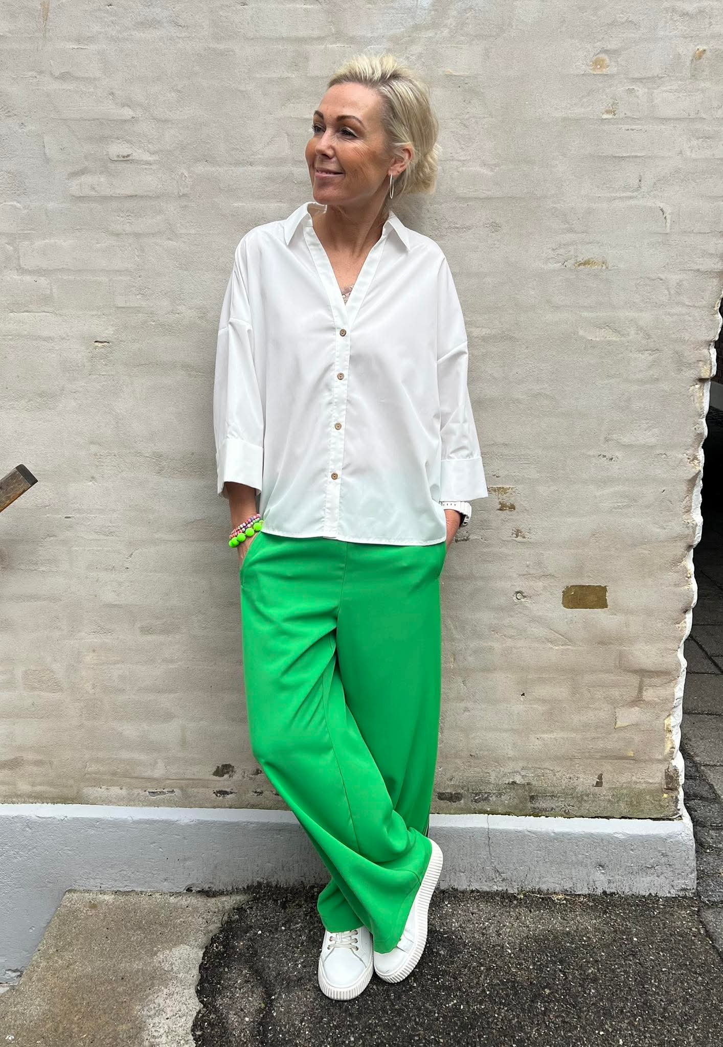 AminaCC zip Panel Pant - Grön