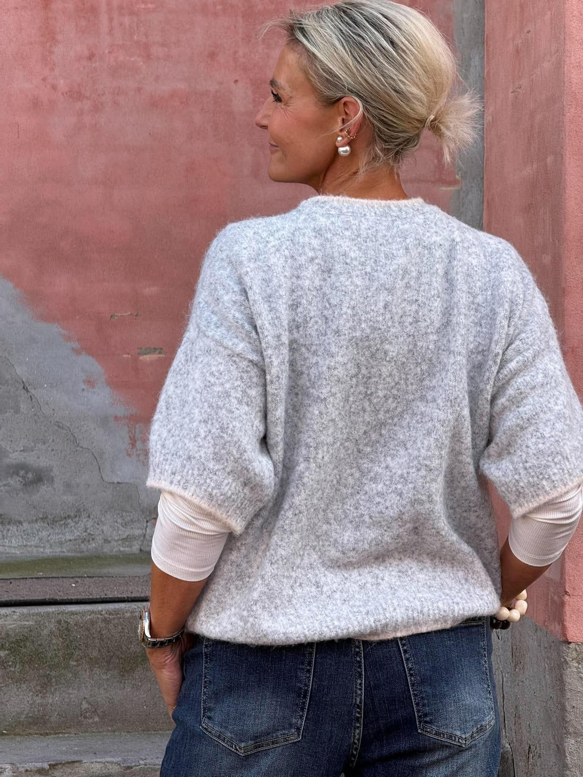 Lobster S/S Knit - Grå/Marinblå