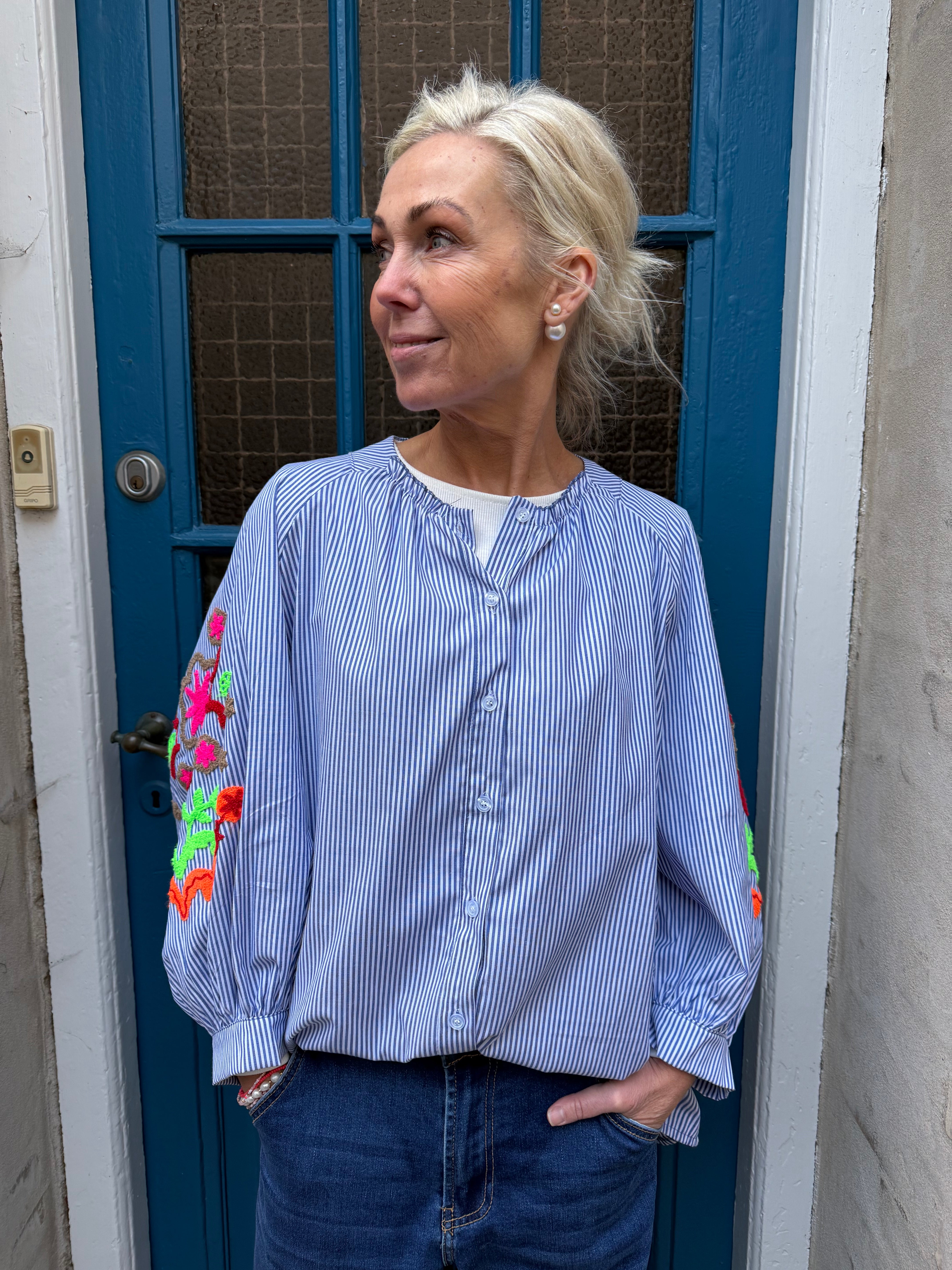 Aleta Skjorta - Blue Denim Stripe