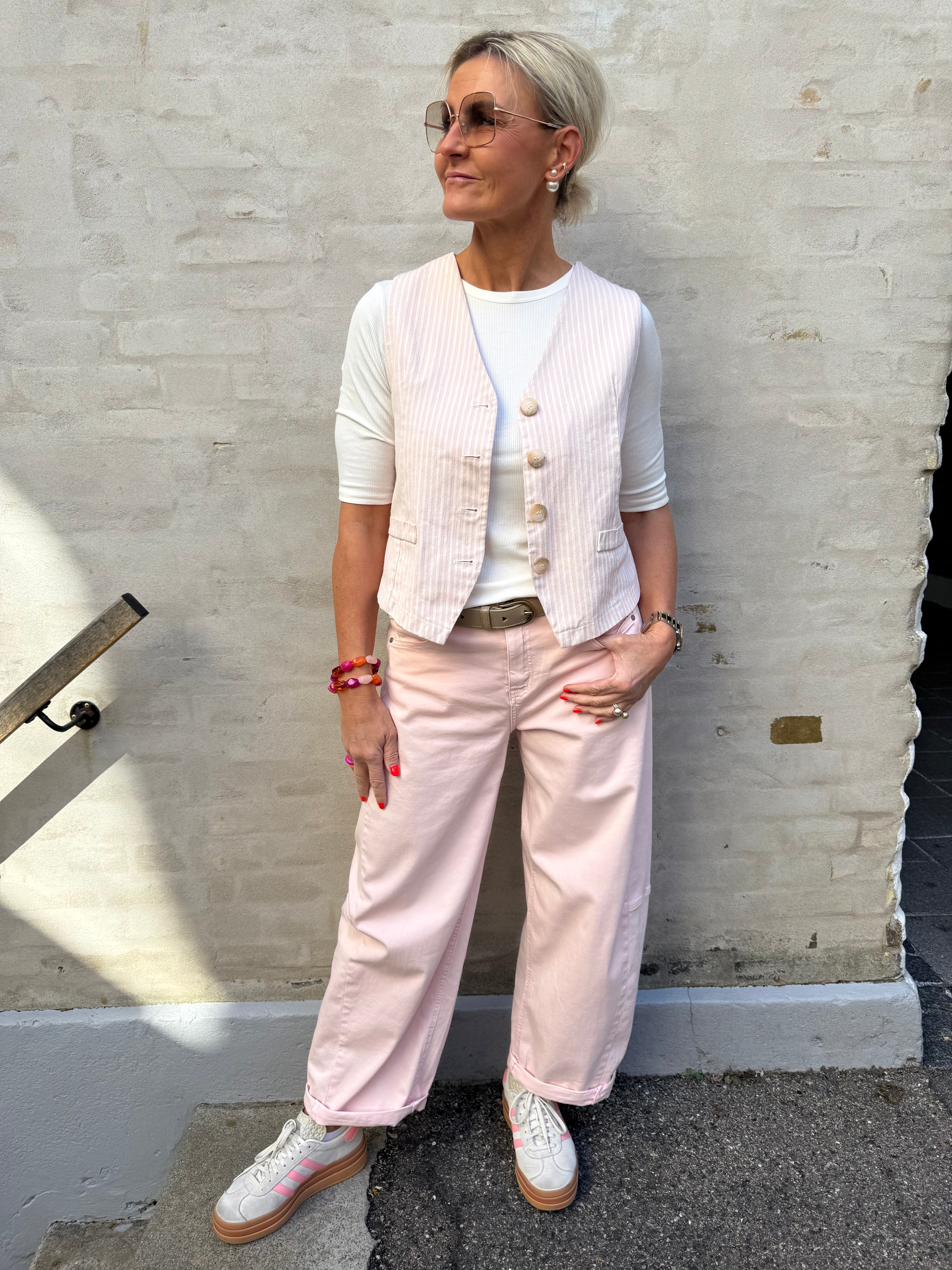 Veronica Vest - Striped Pink