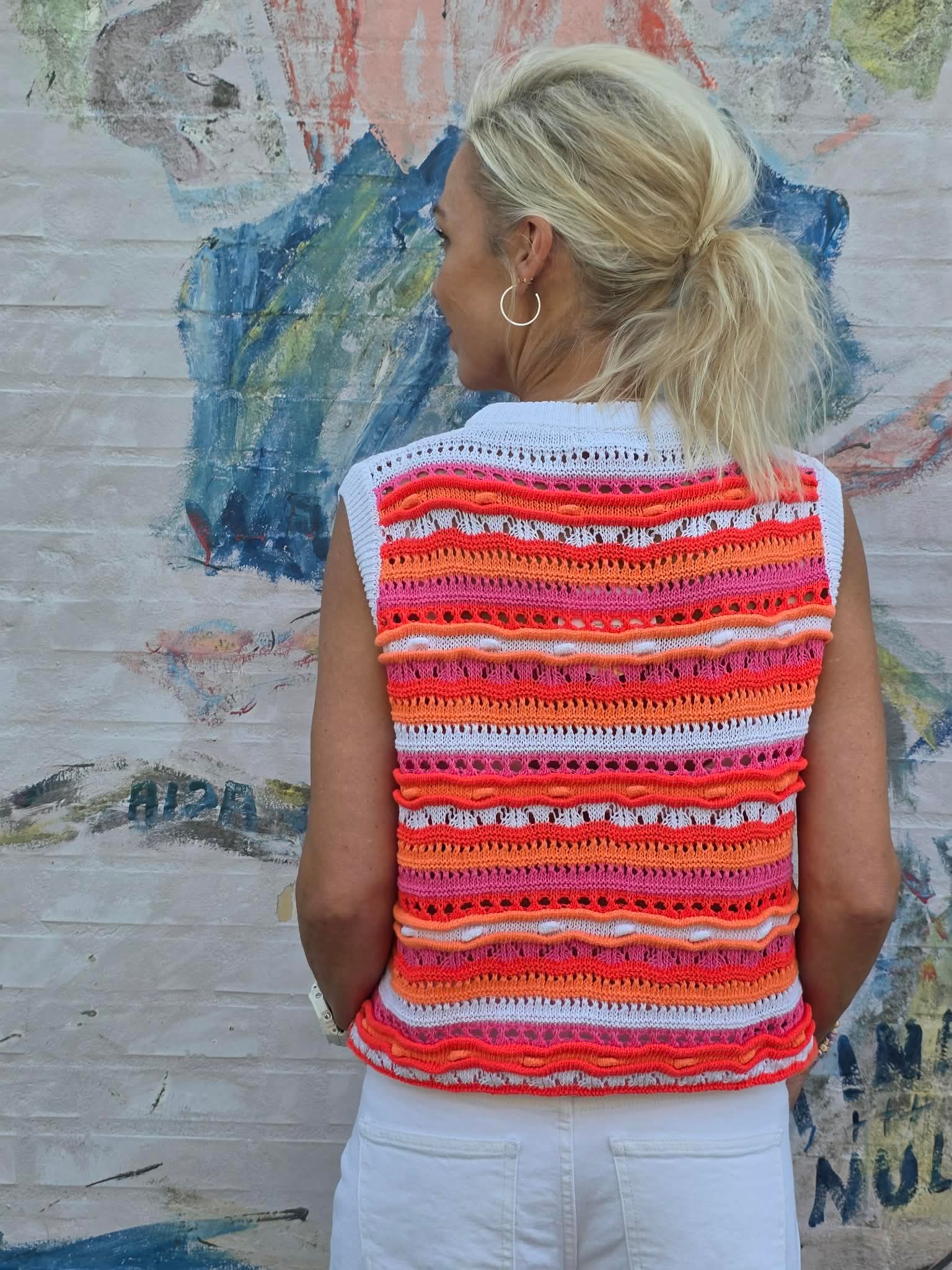 Milla Vest - Orange/Pink/White