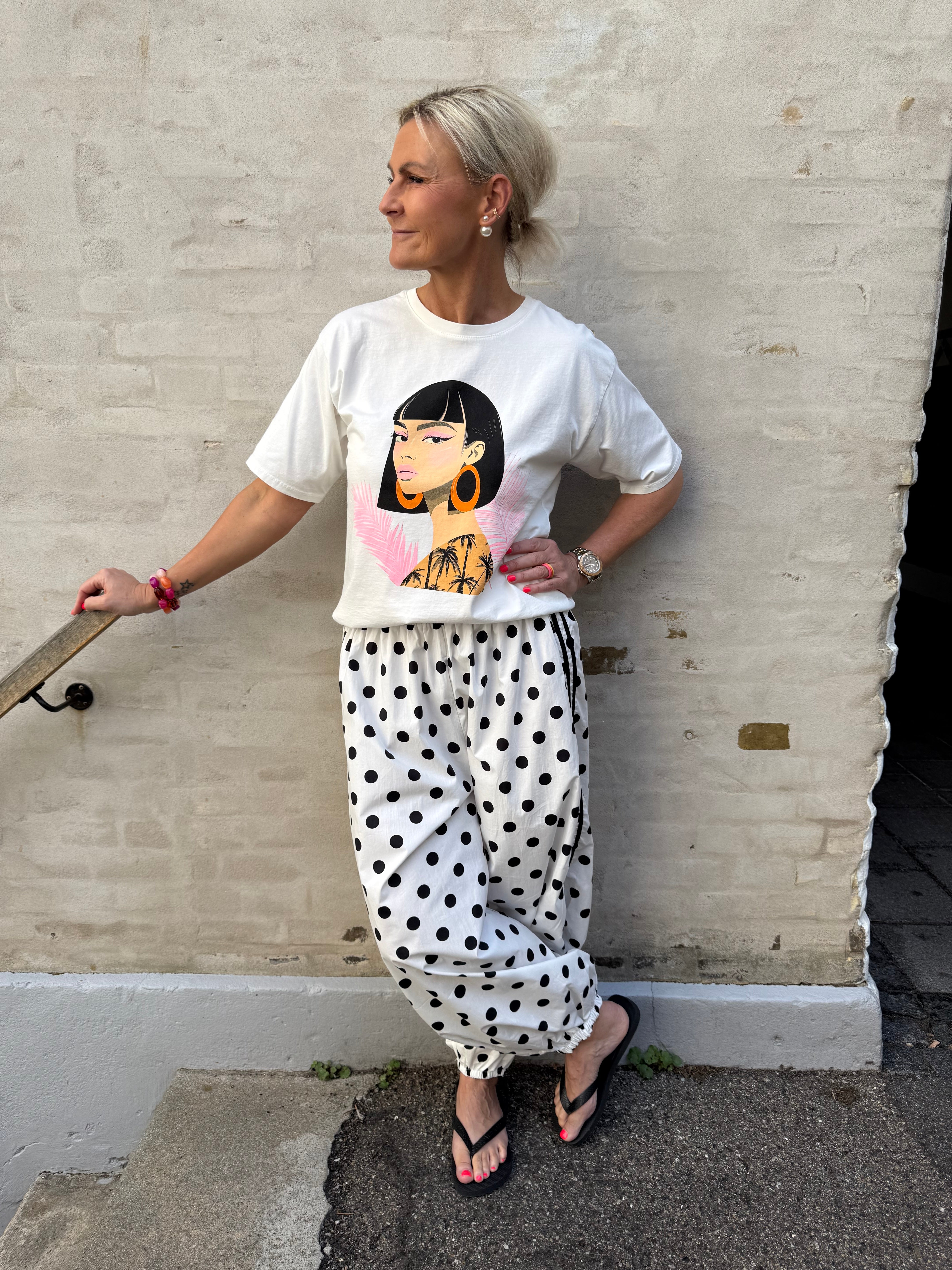 Ballon Dot Pants - White