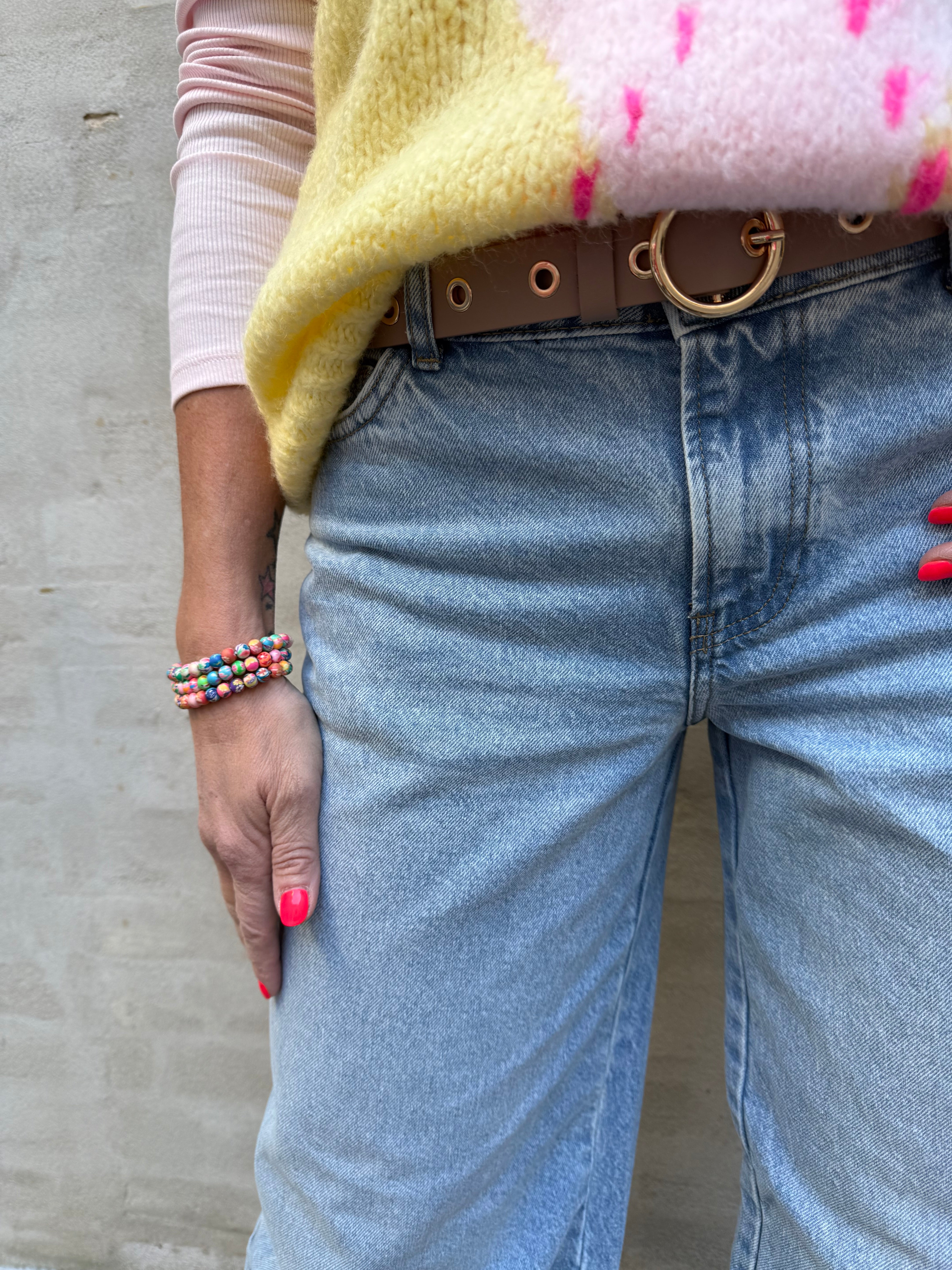 Selma vida jeans med låg midja - Ljusblå Denim