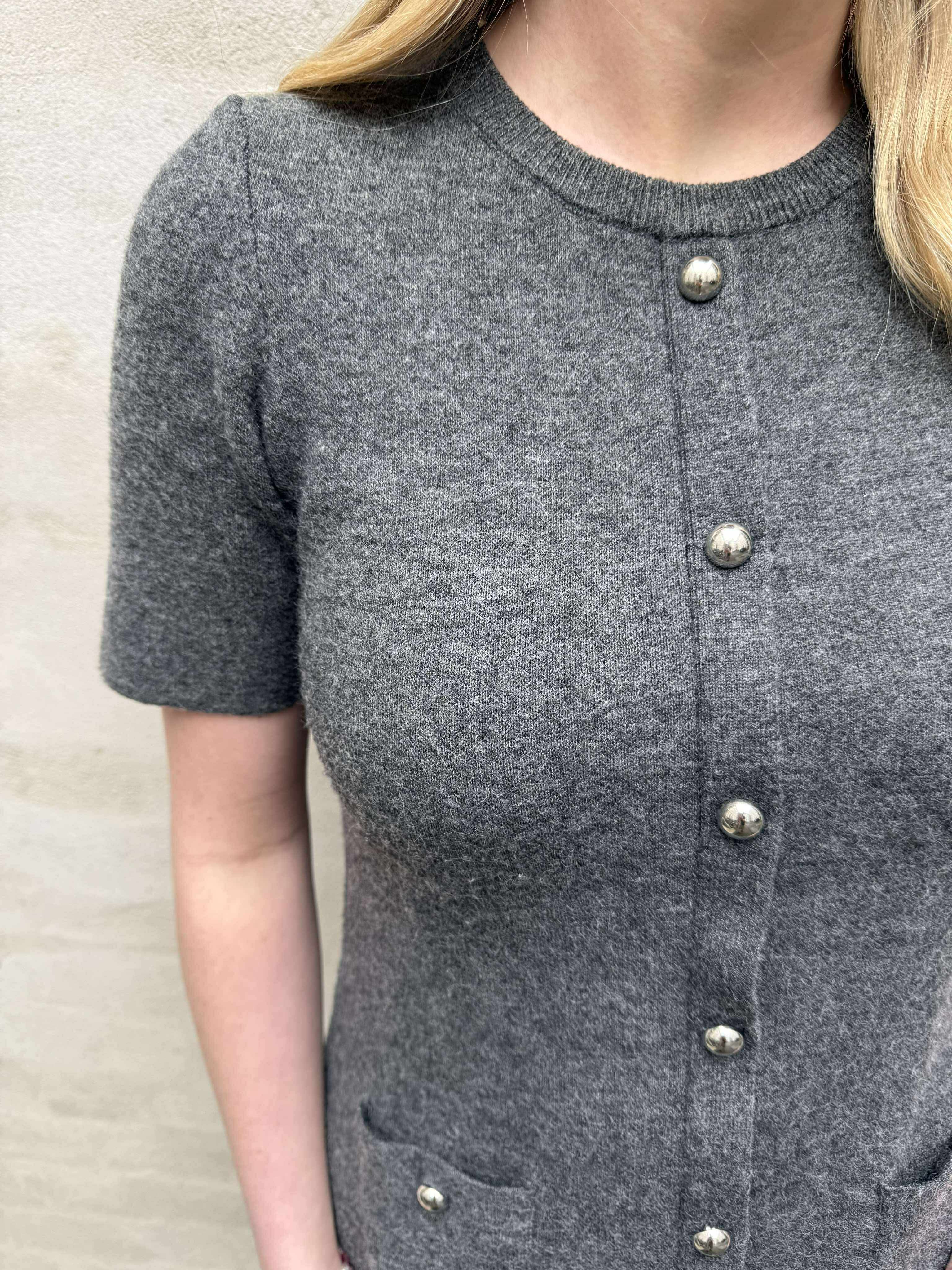 JOHANNA SS O-NECK KLÄNNING - Medium Grey Melange