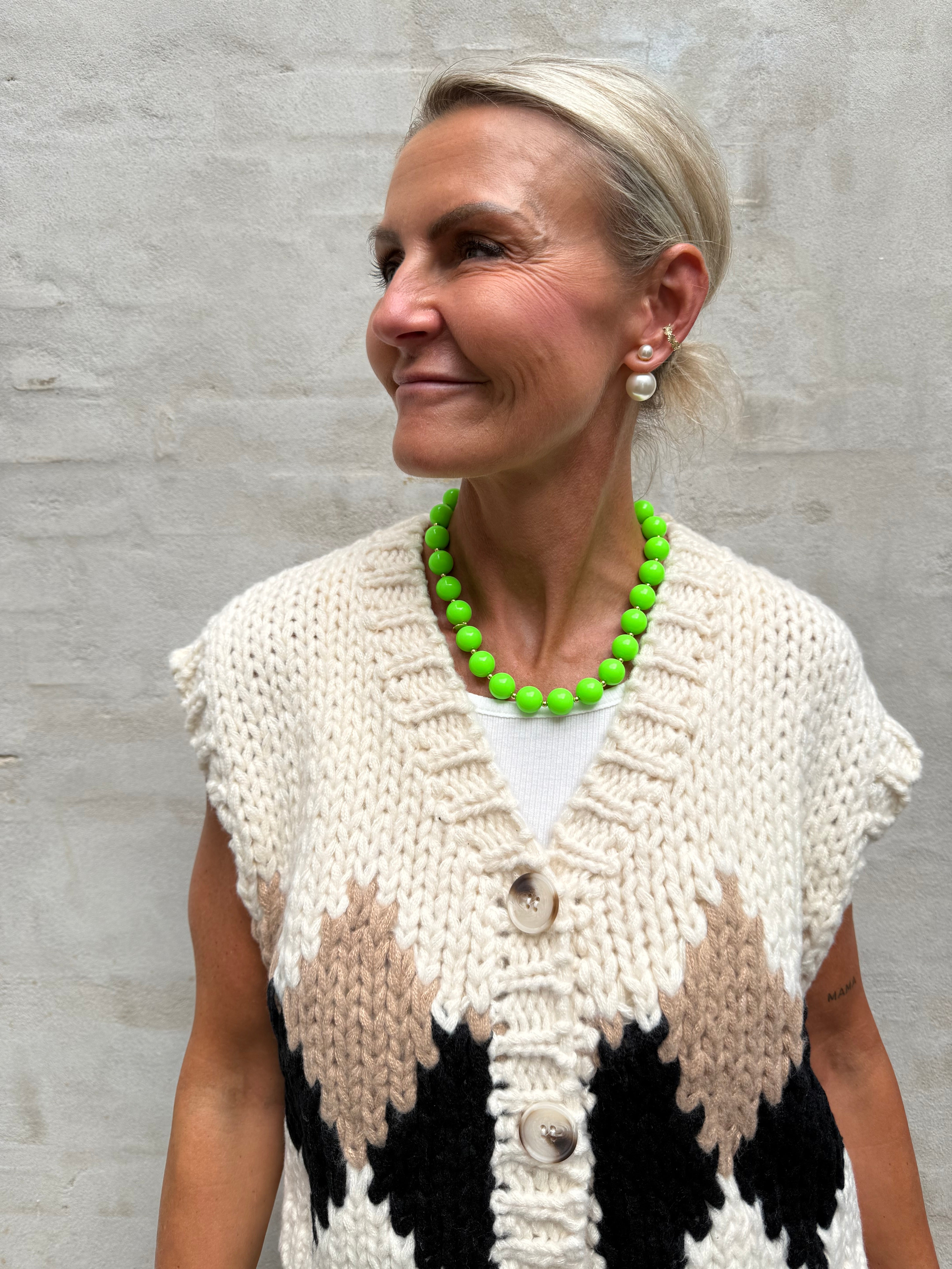 Färgat & Guld Runt Pärlhalsband - Grön