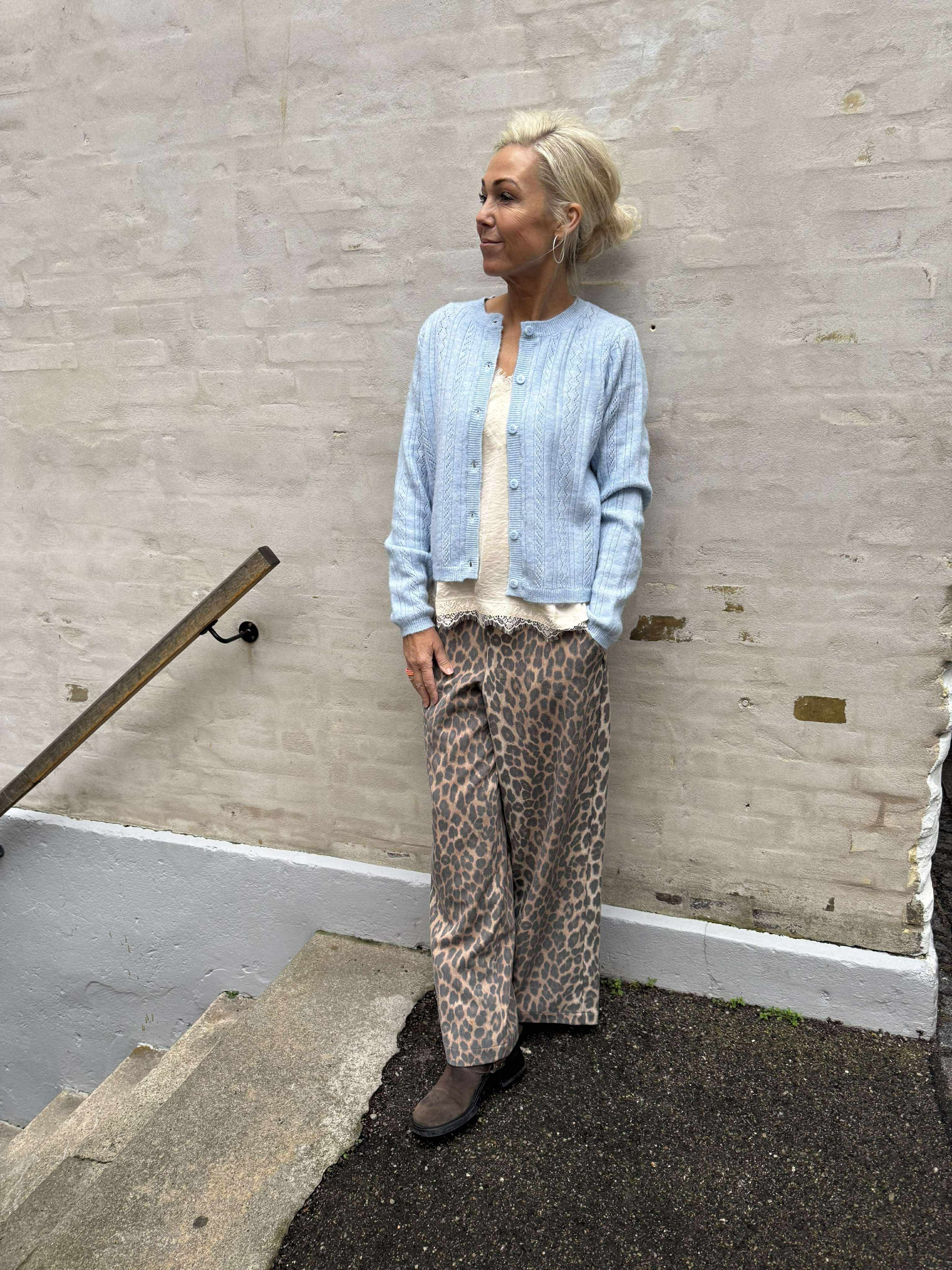 APRIL LIFE LS O-HALS CARDIGAN - Cashmere Blue MELANGE