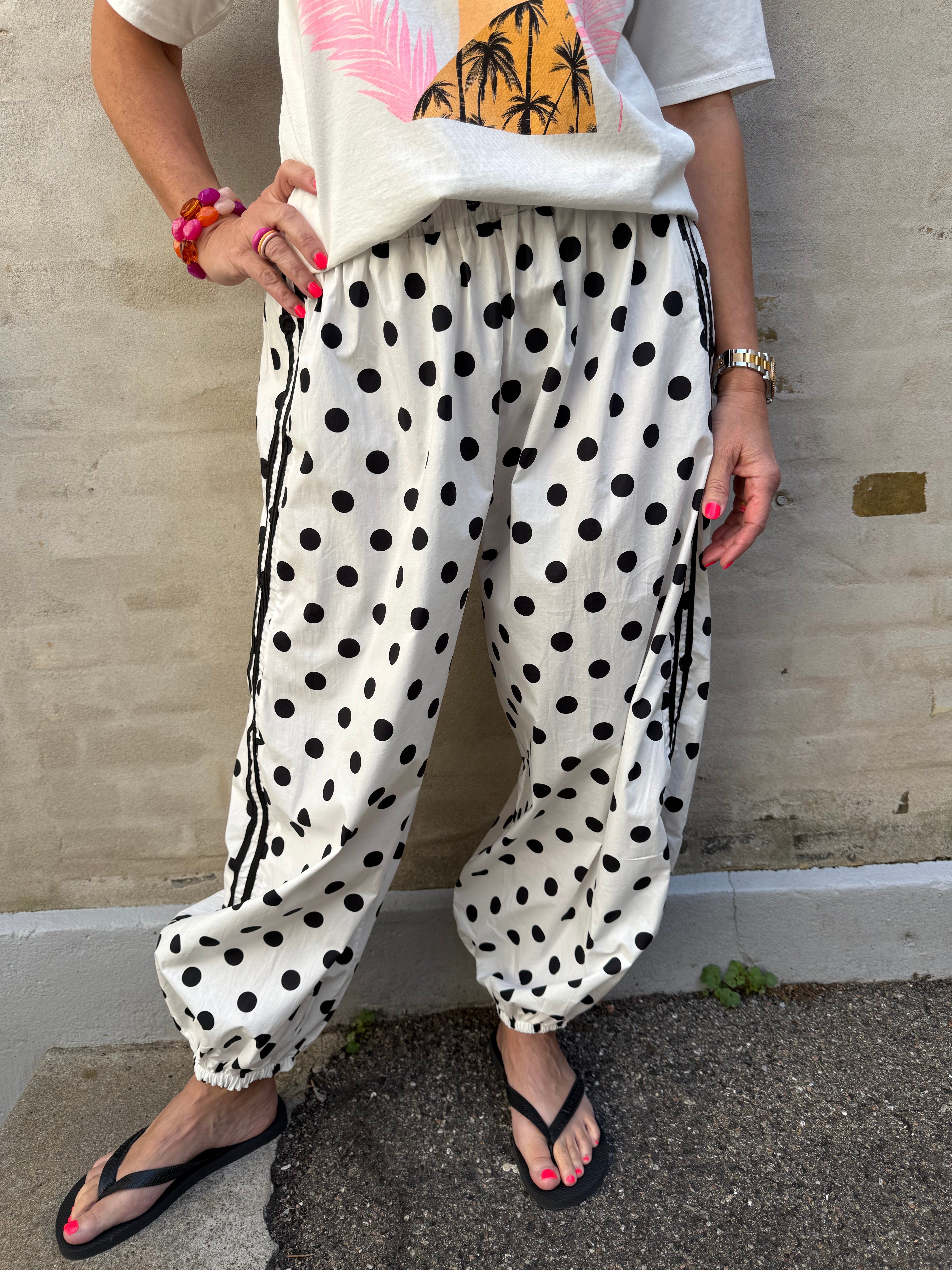 Ballon Dot Pants - White