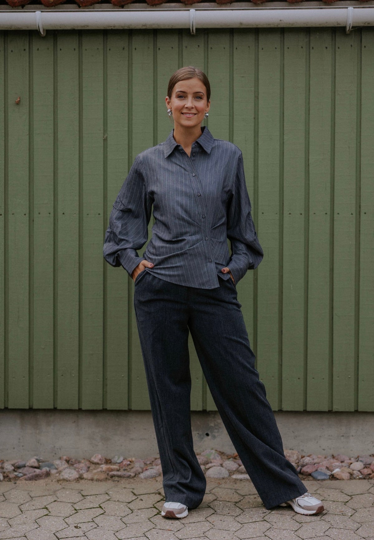LyviaCC Asym Pin Shirt - Mellangrå