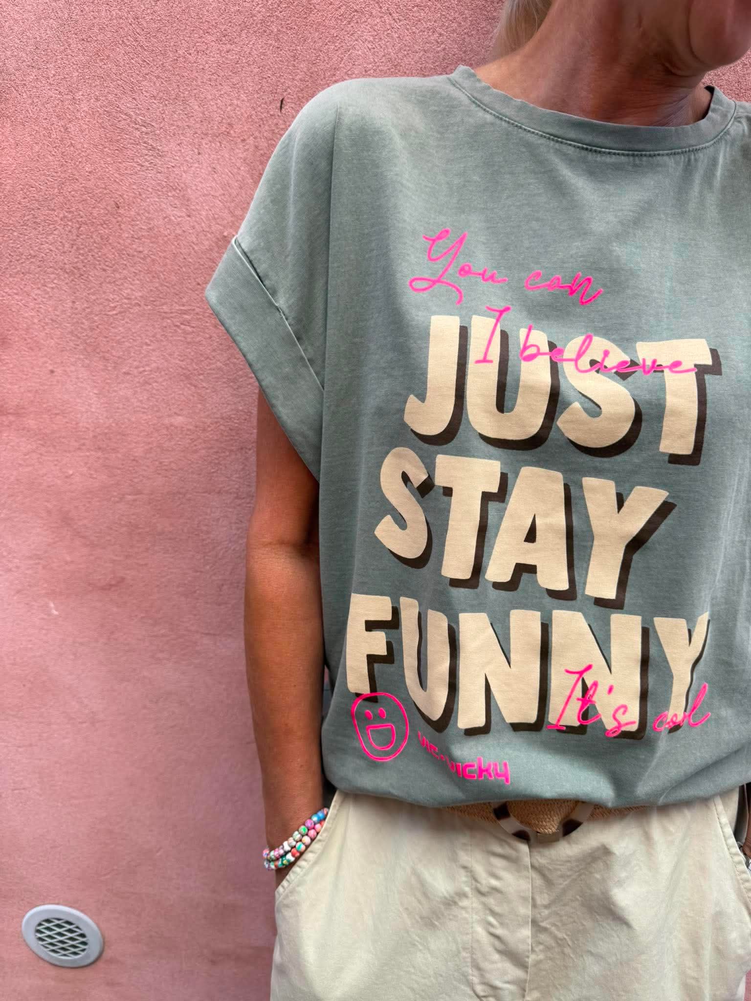Funny Tee - Army/Pink