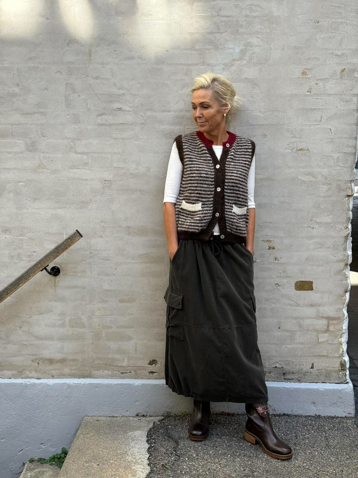 Striped Vest - Brown Beige