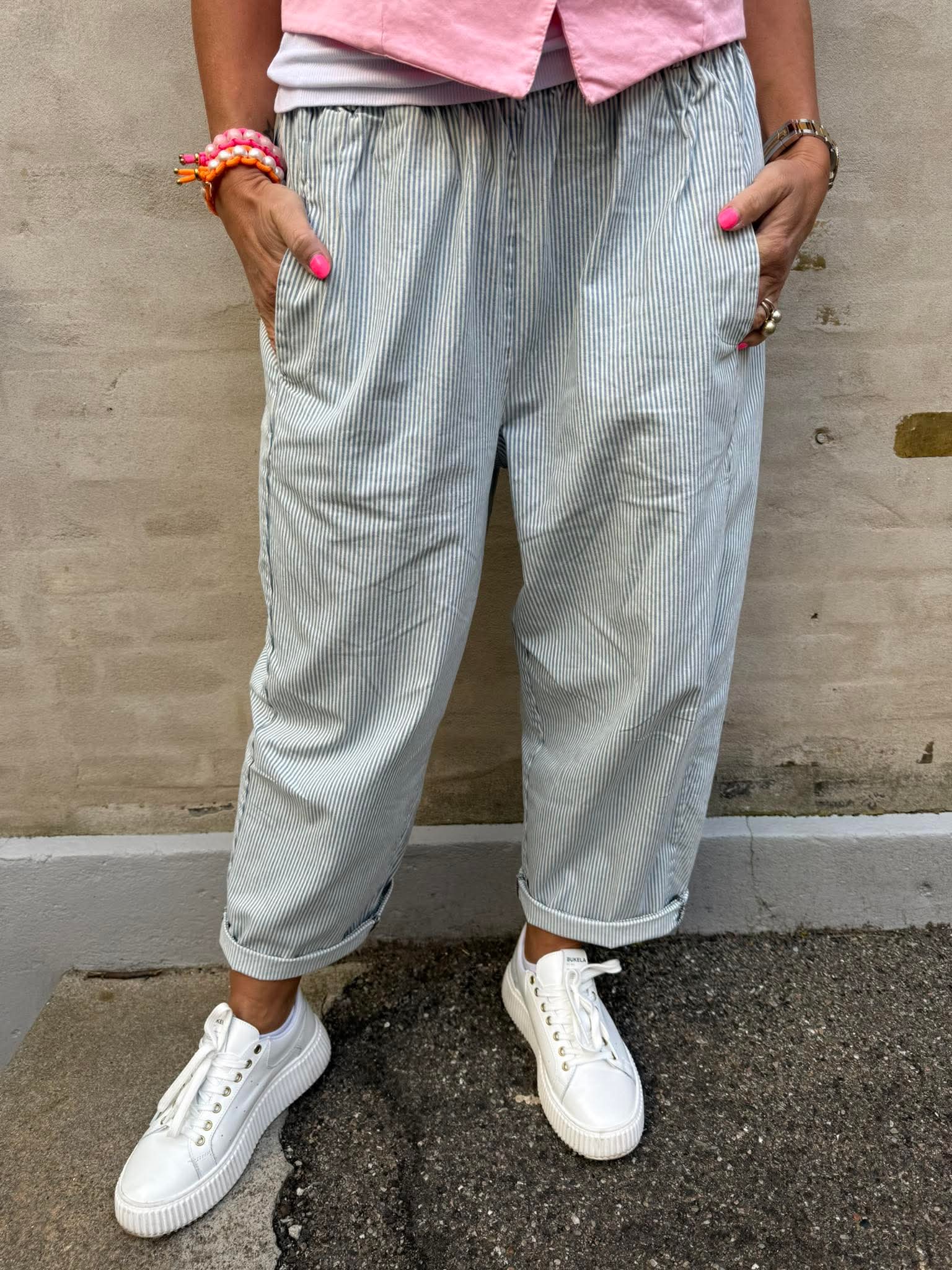 Paola Striped Pants - Light Blue