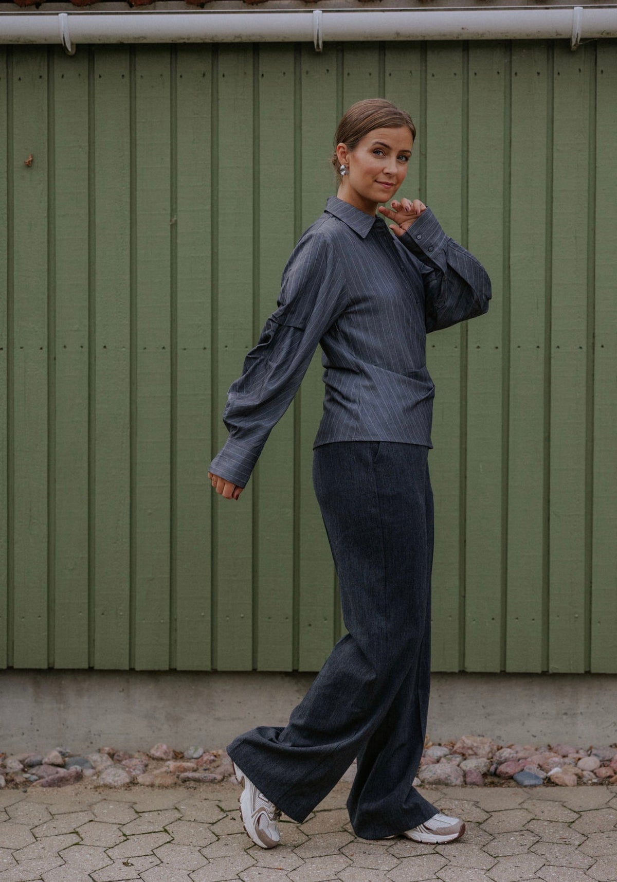 LyviaCC Asym Pin Shirt - Mid Grey